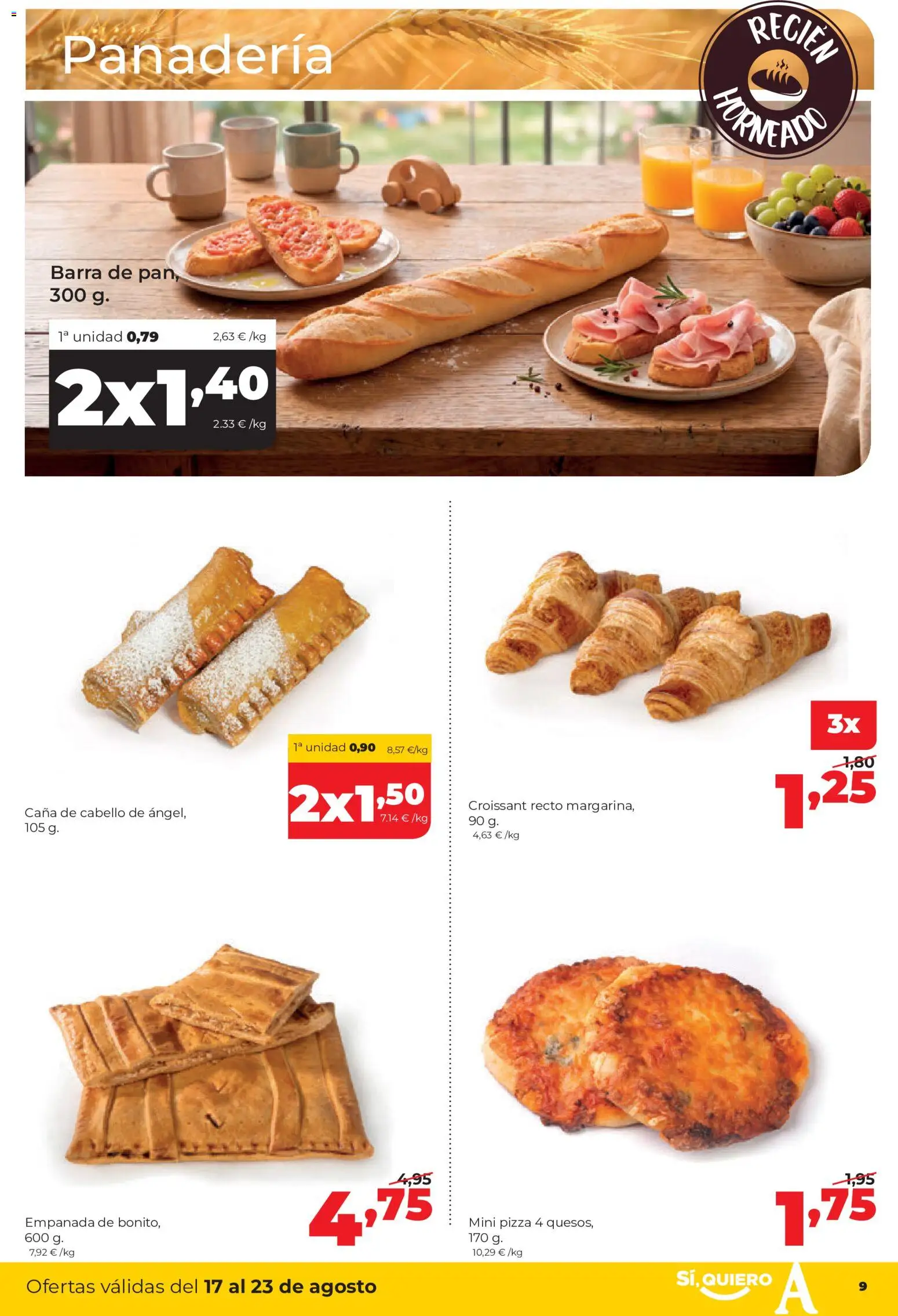Alimerka folleto Castilla y León │ válido desde el 17/08/2026 | Página: 9 | Productos: Pan, Pizza, Croissant, Panadería