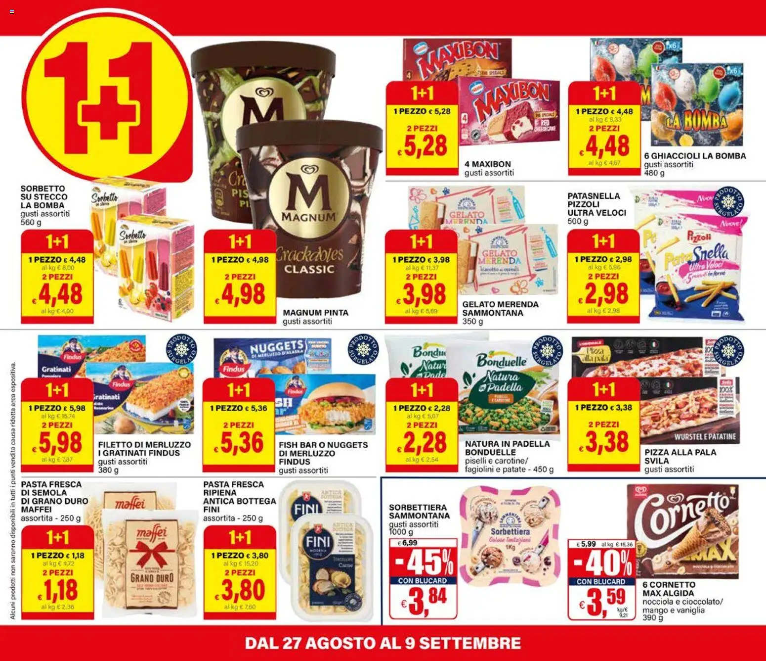 Volantino Il Gigante del 27/08/2026 | Pagina: 4 | Prodotti: Gelato, Nuggets, Piselli, Forno