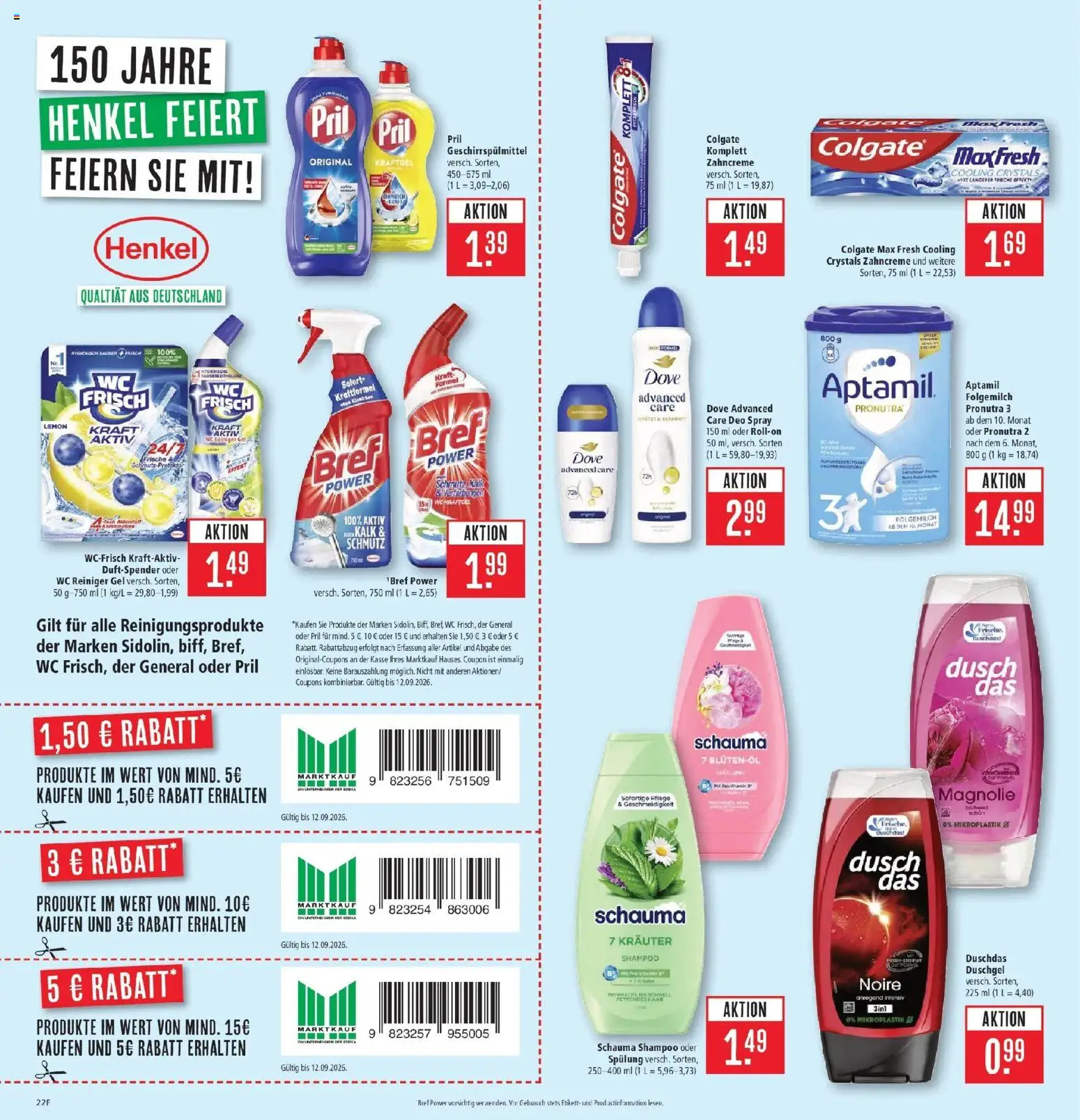Marktkauf Prospekt Kirchheim (ab 07.09.2026) » Angebote online | Seite: 26 | Produkte: Schauma shampoo, Duschdas, Geschirrspülmittel, Pril