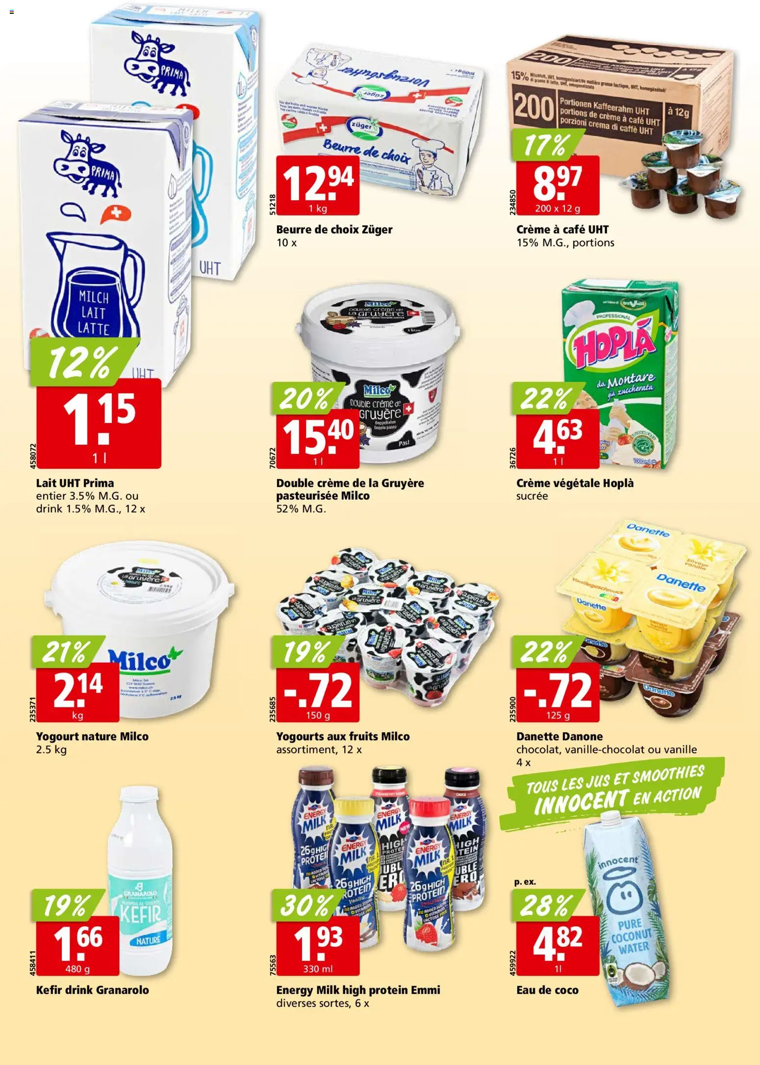 Aligro aktionen Chavannes, Matran, Genève, Sion – gültig ab 02.11.2026 | Seite: 14 | Produkte: Kefir, Vanille, Milch, Creme