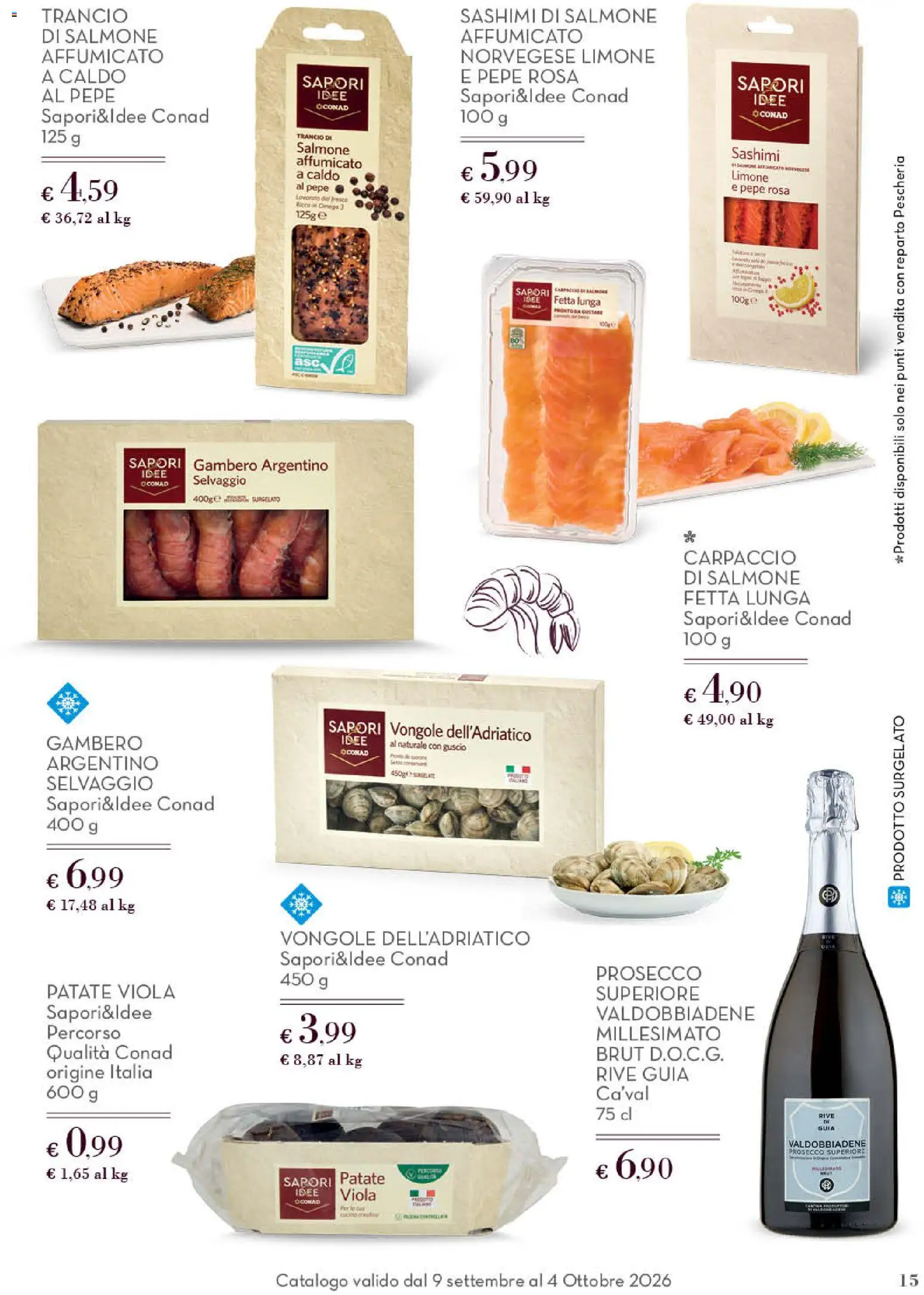 Volantino Conad del 09/09/2026 | Pagina: 15 | Prodotti: Salmone affumicato, Salmone, Pepe, Limone