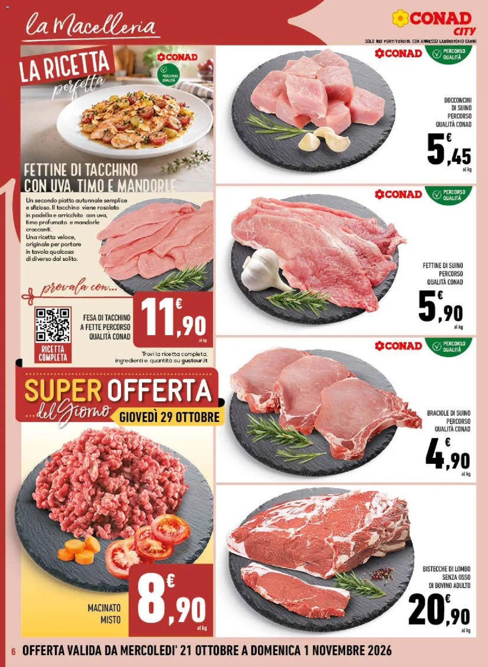 Volantino Conad del 21/10/2026 | Pagina: 6 | Prodotti: Suino, Mandorle, Ingredienti, Padella