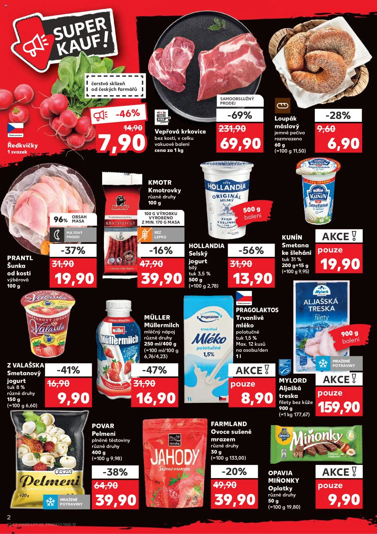 Kaufland leták od 13.05.2026 | Strana: 2 | Produkty: Šunka od kosti, Aljašská treska, Ředkvičky, Oplatky