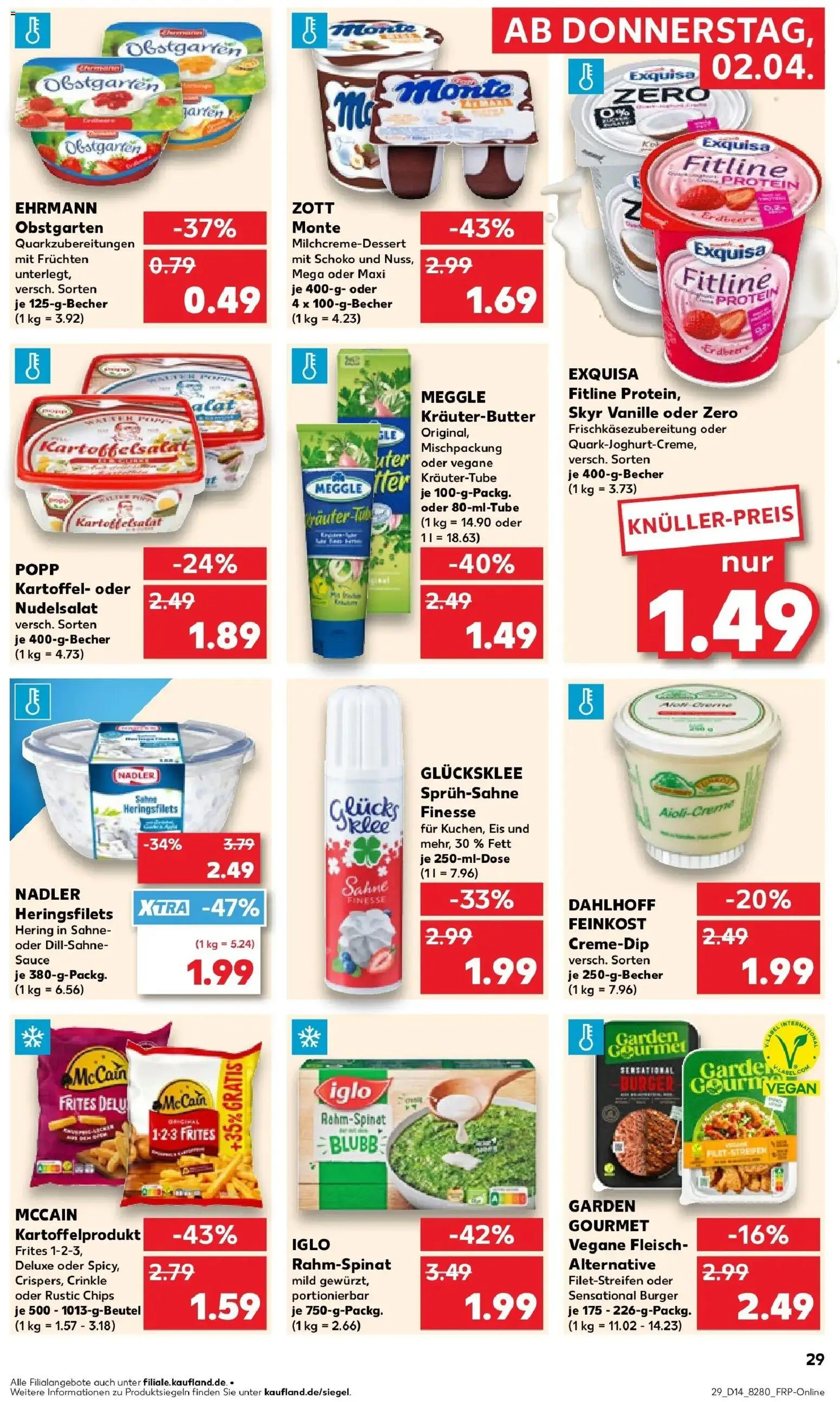 Kaufland Prospekt Flensburg	 – gültig ab 02.04.2026 | Seite: 29 | Produkte: Iglo, Kräuterbutter, Chips, Sahne