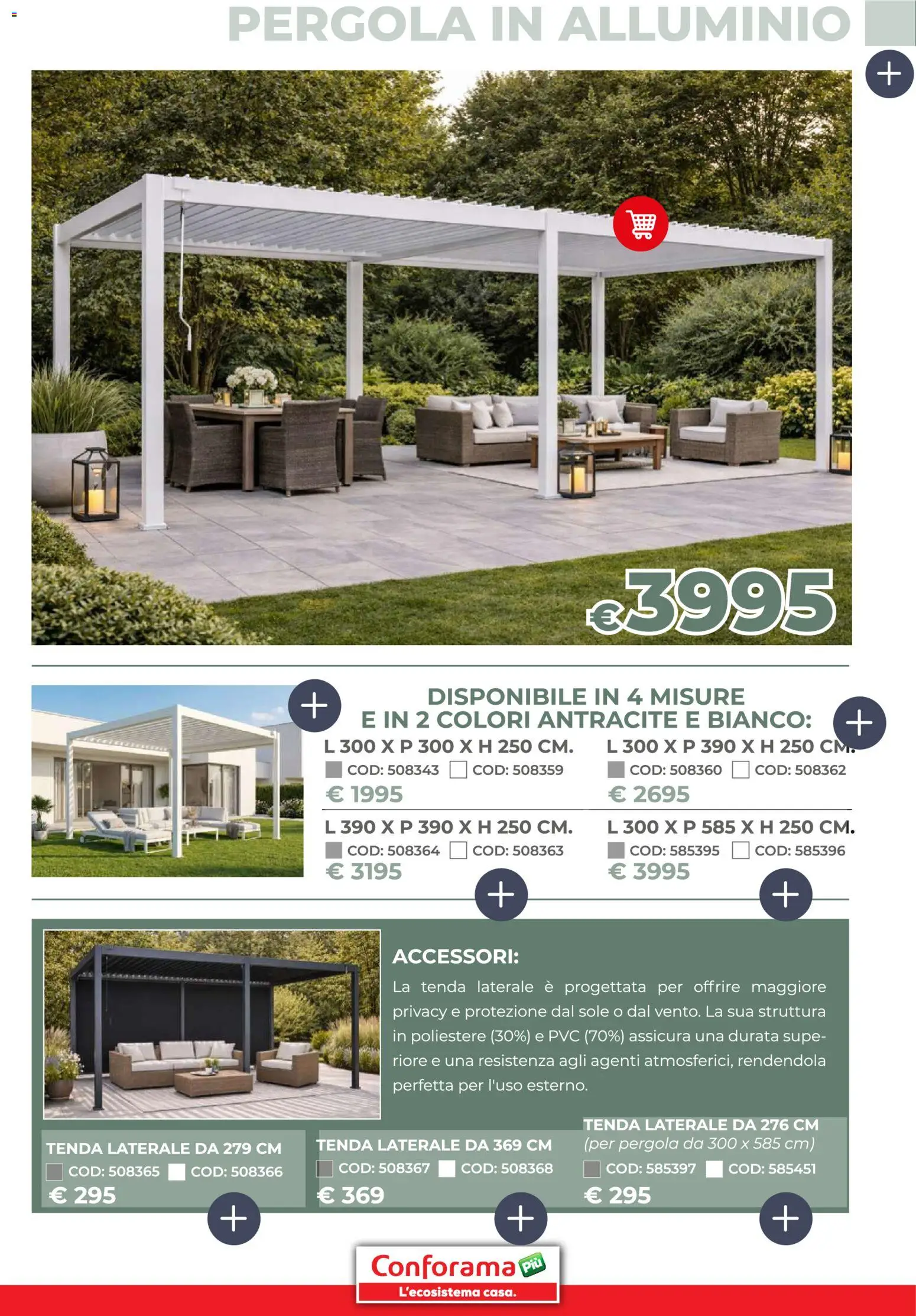 Volantino Conforama del 19.03.2026 | Pagina: 5 | Prodotti: Tenda, Pergola, Alluminio
