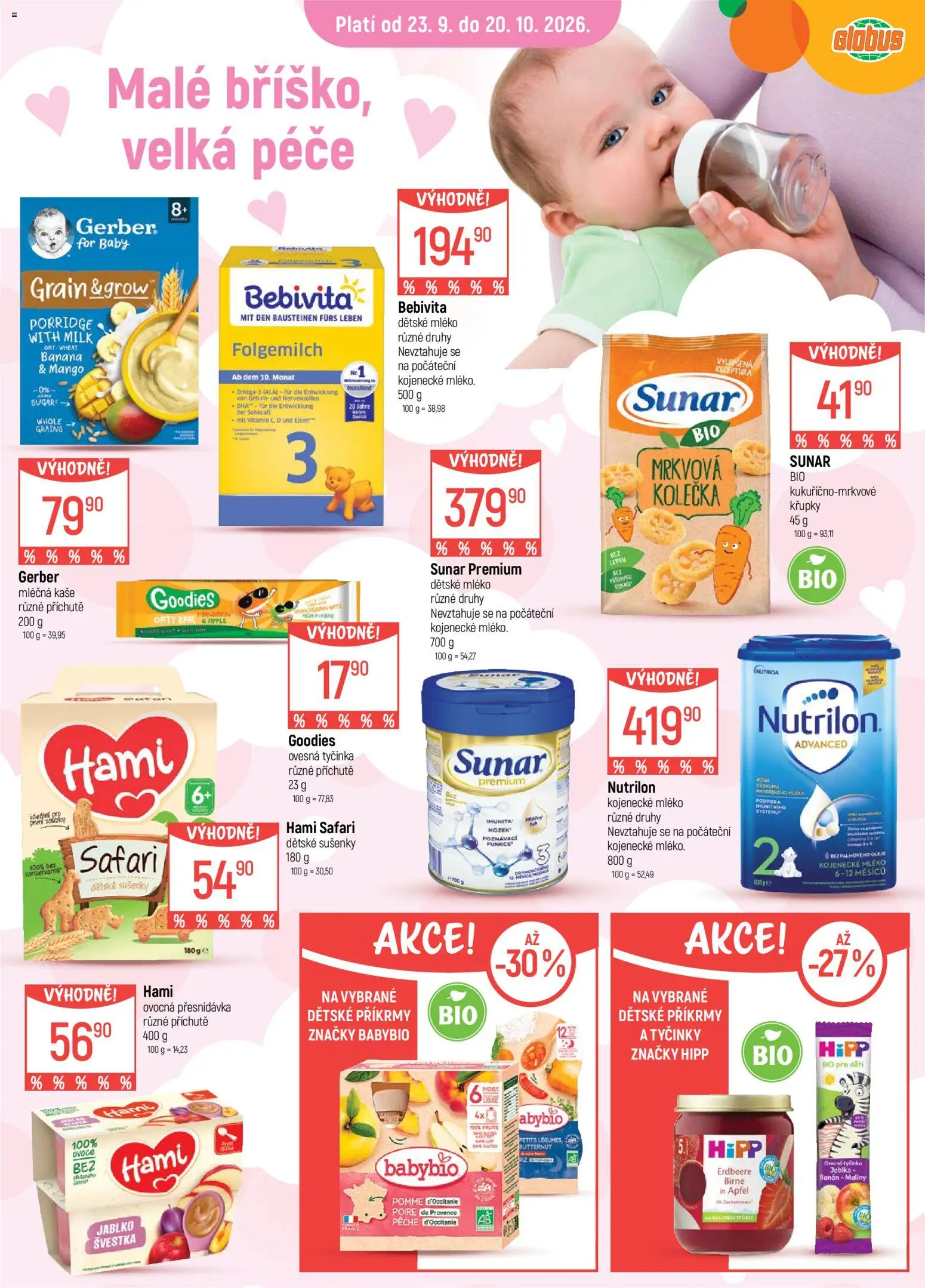 Globus leták - Pro nejmenší od 23.09.2026 | Strana: 2 | Produkty: Mango, Tyčinky, Sunar, Křupky