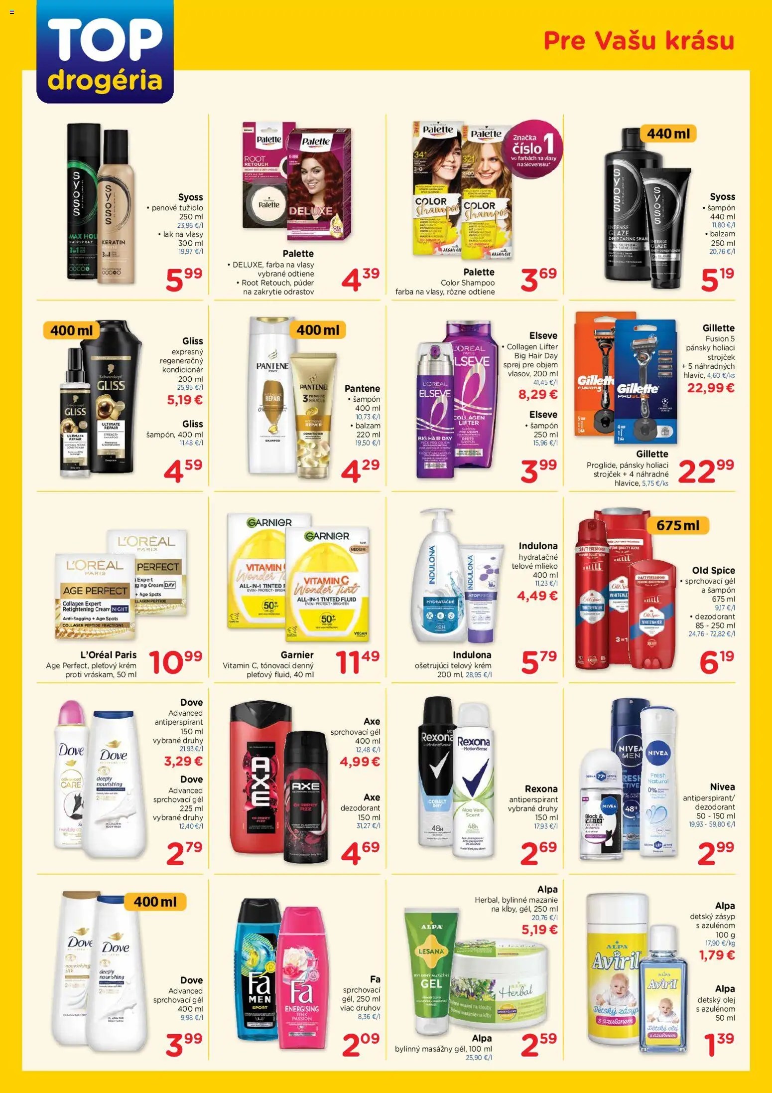 Nové TOP Drogéria akcie – leták je platný od 24.08.2026 | Strana: 3 | Produkty: Strojček, Holiaci strojček, Dezodorant, Alpa