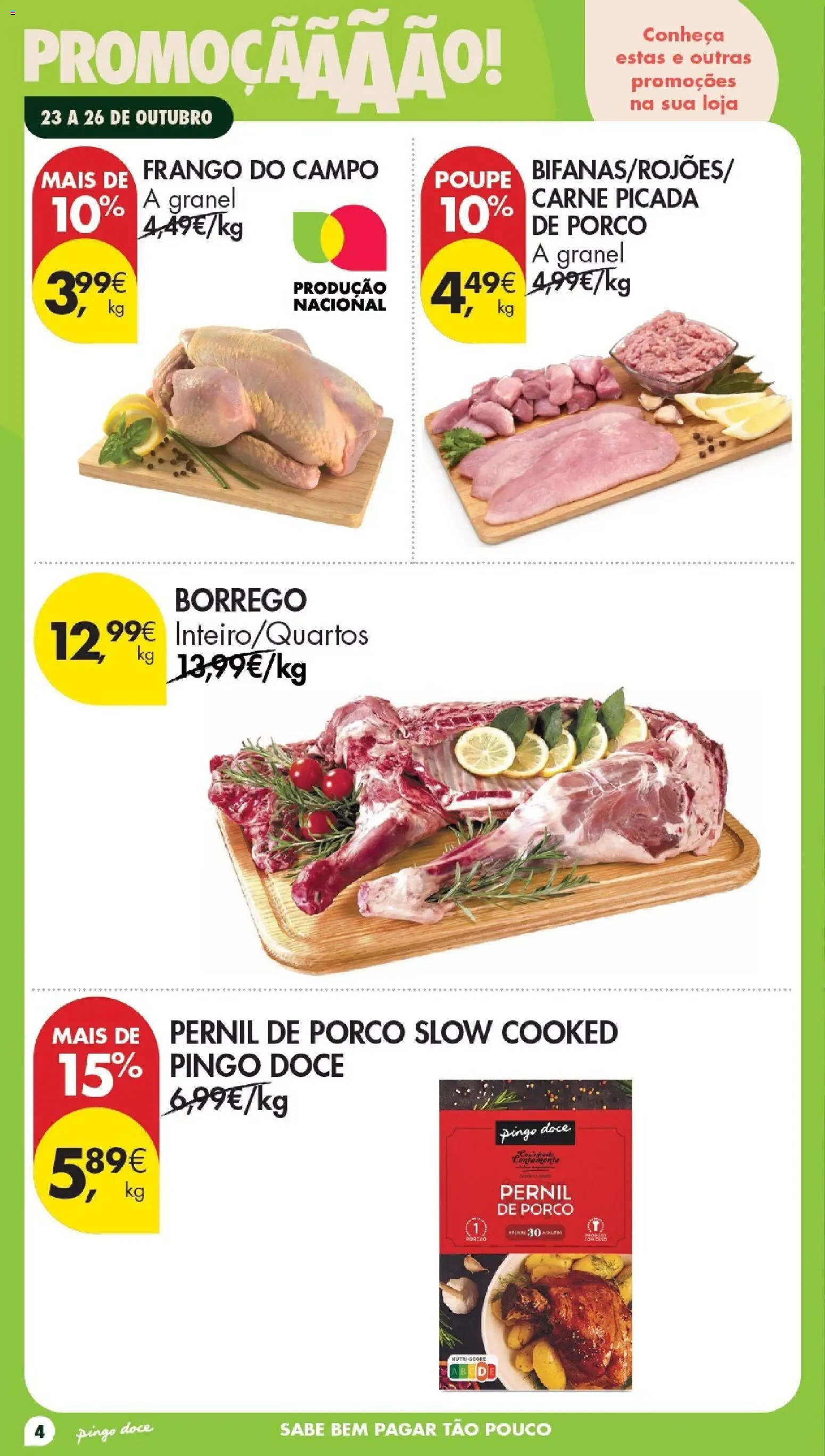 Pingo Doce Folheto Poupe Este Fim de Semana │ válido de 23/10/2026 | Página: 4 | Produtos: Frango, Pernil, Carne picada, Carne
