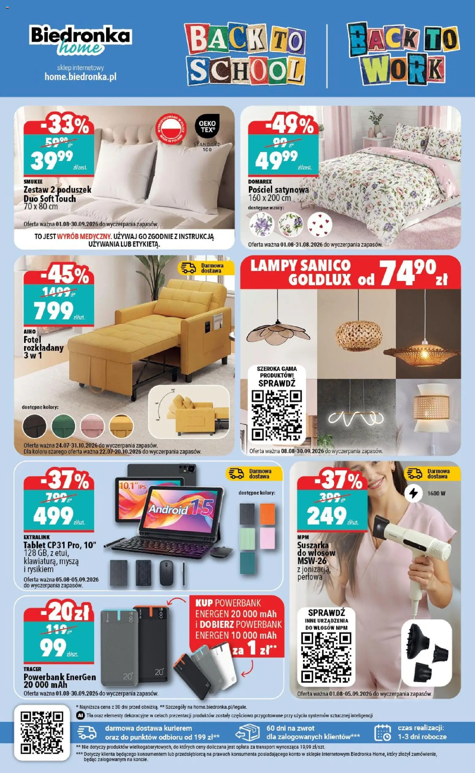 Biedronka gazetka - Home od 08.08.2026 | Strona: 4 | Produkty: Tablet, Suszarka, Powerbank, Fotel