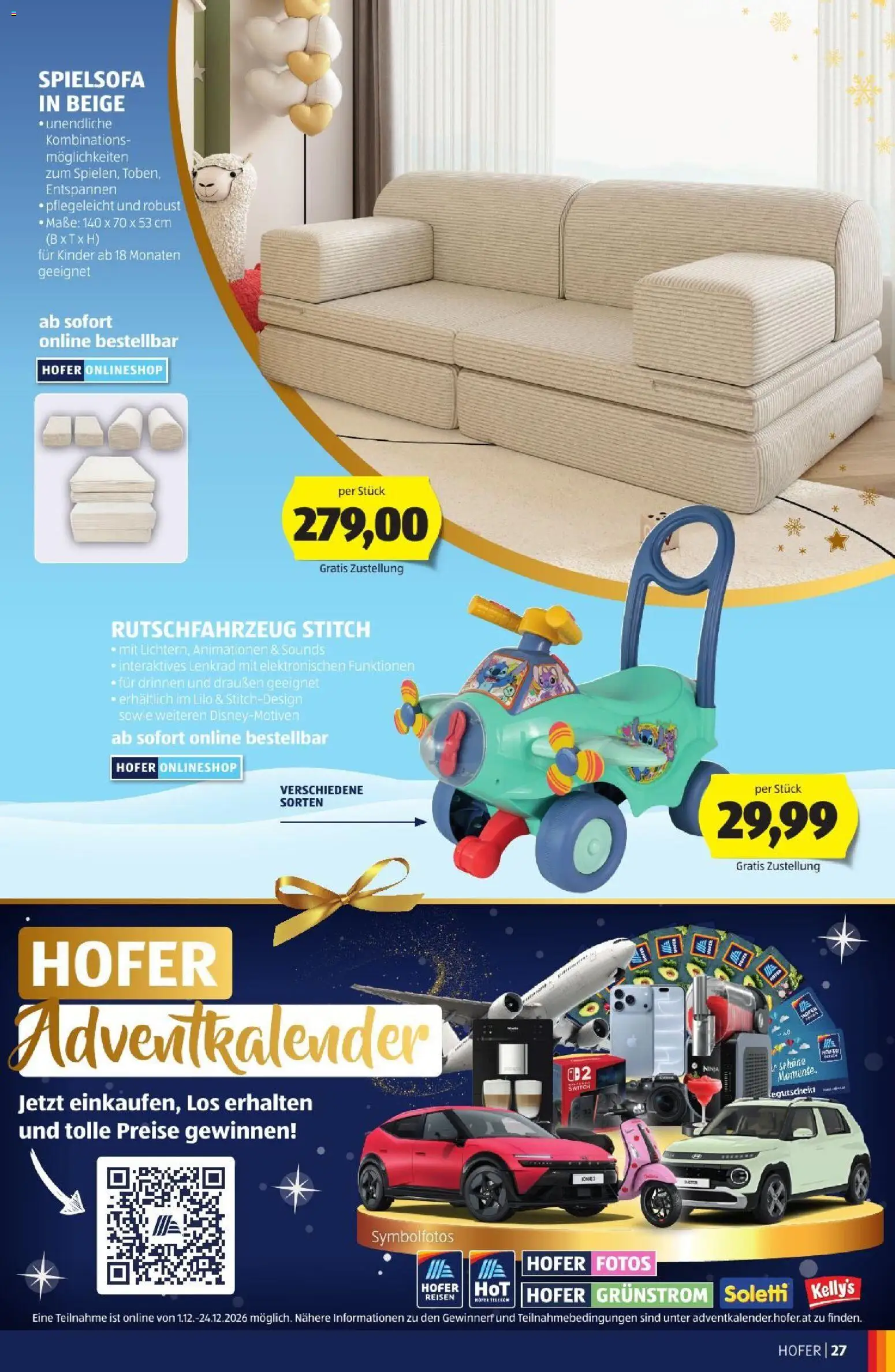 Hofer Weihnachtskatalog gültig ab 28.10.2026 | Seite: 27 | Produkte: Sofa