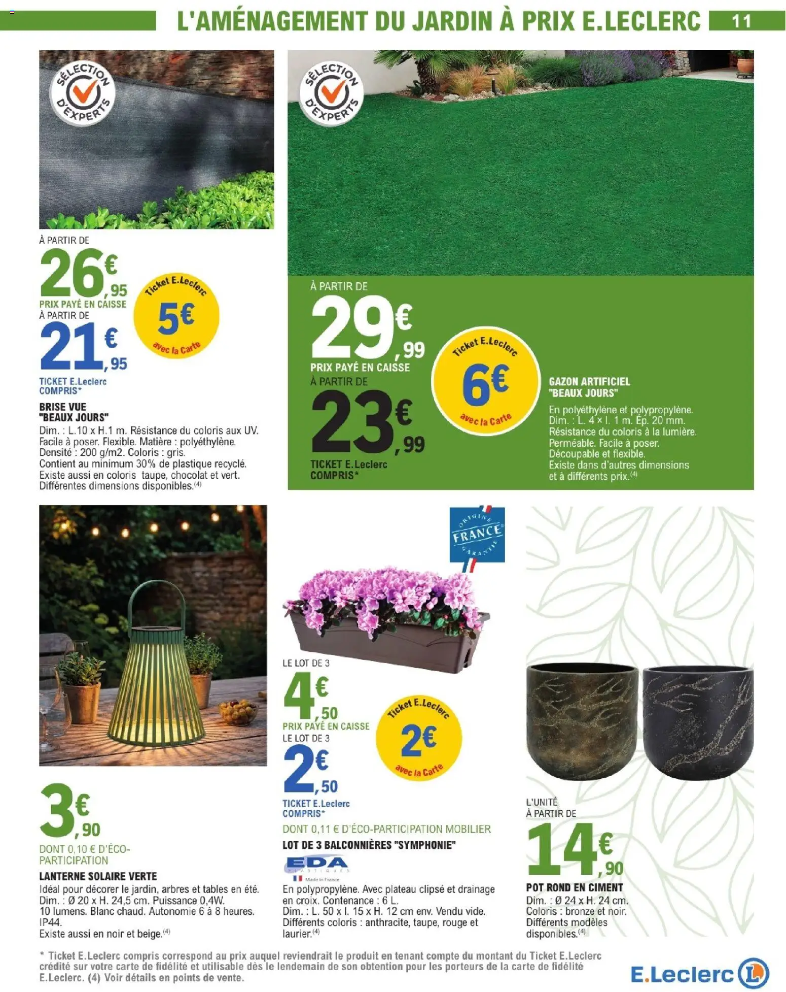 {H1} | Page: 11 | Produits: Plateau, Brise vue, Gazon, Chocolat