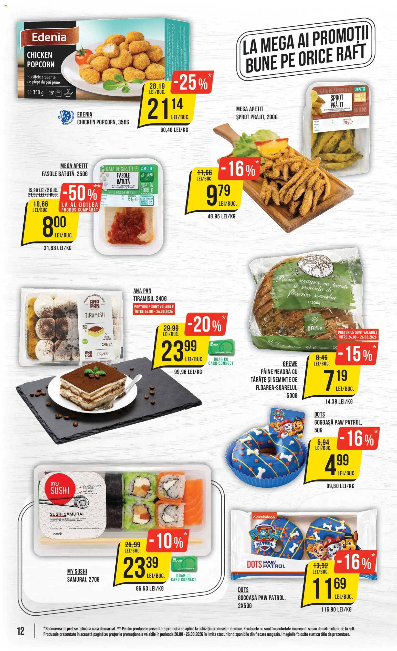 Noul catalog Mega Image – valabil de la 20.08.2026 | Pagină: 12 | Produse: Proteine, Gogoasa, Raft, Tiramisu