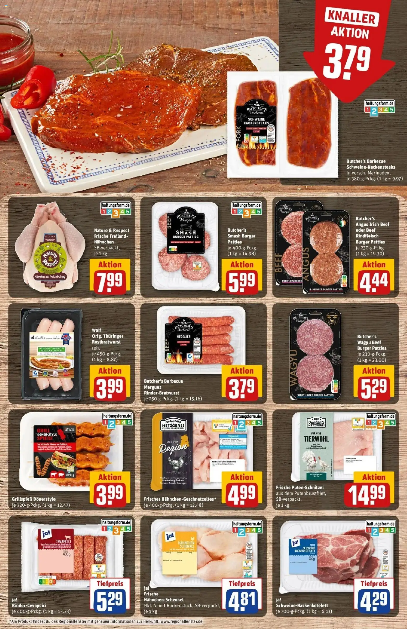 REWE Prospekt ab 21.09.2026 zum Blättern » Angebote | Seite: 15 | Produkte: Nackensteaks, Hahnchenschenkel, Putenschnitzel, Rindfleisch