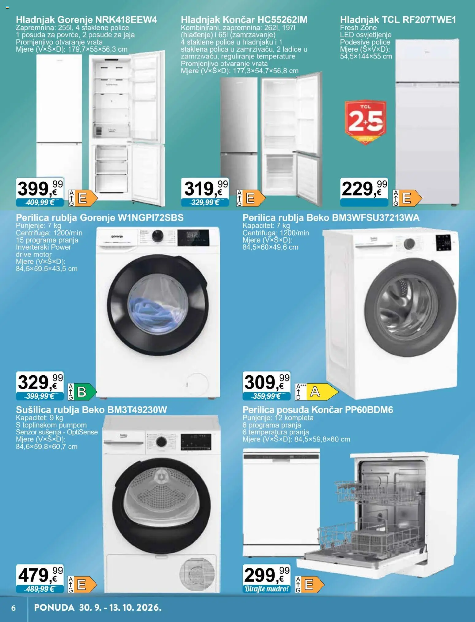 KTC katalog | vrijedi od 30.09.2026 | Stranica: 6 | Proizvodi: Polica, Vrata, Led, Sušilica rublja