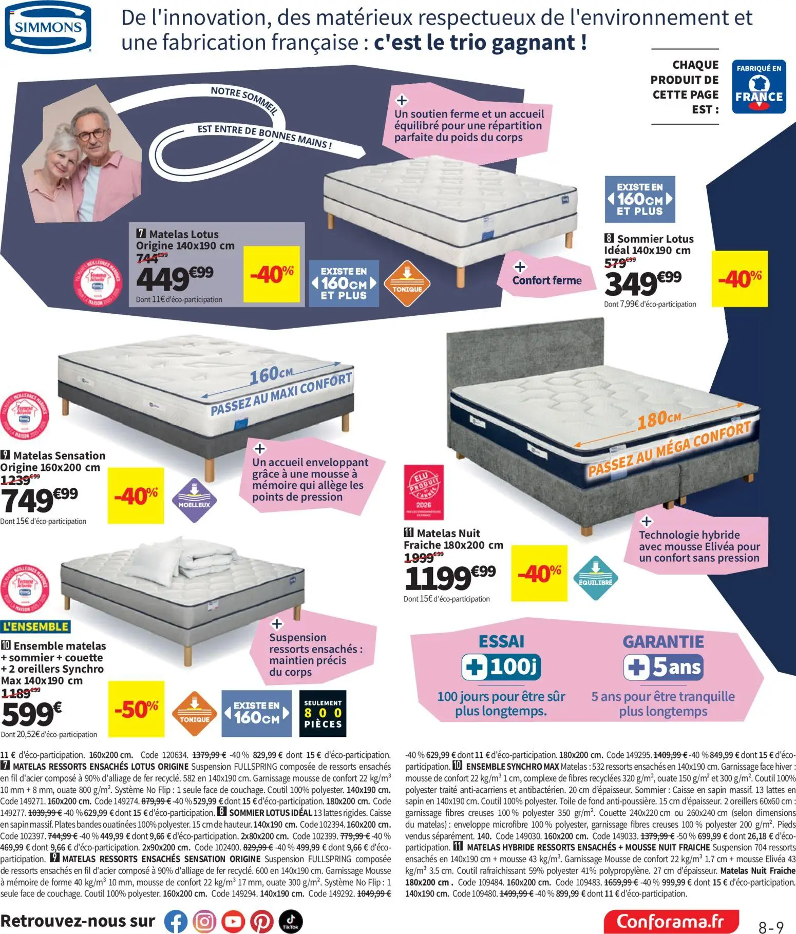 {H1} | Page: 9 | Produits: Enveloppe, Tonique, Sommier, Couette