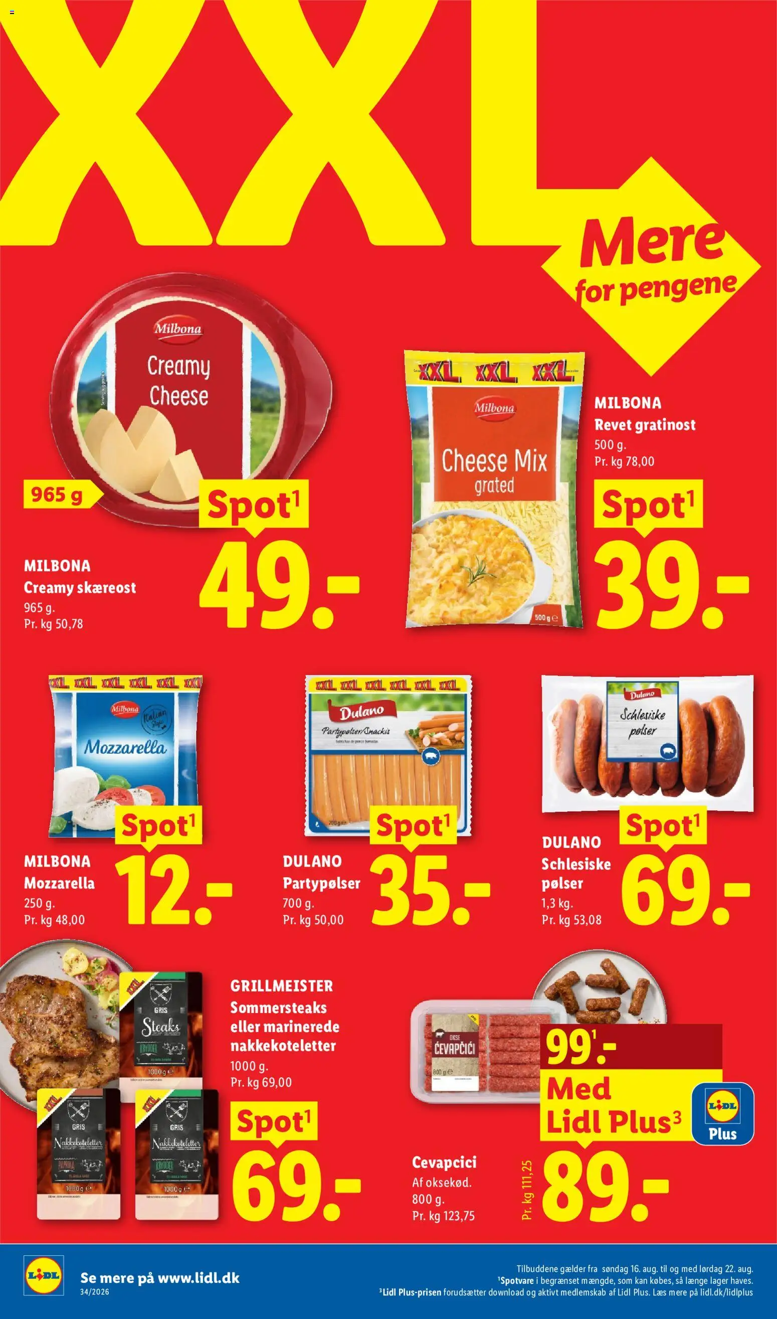 Lidl tilbudsavis – gyldig fra 16/08/2026 | Side: 15 | Produkter: Pølser, Mozzarella, Søm