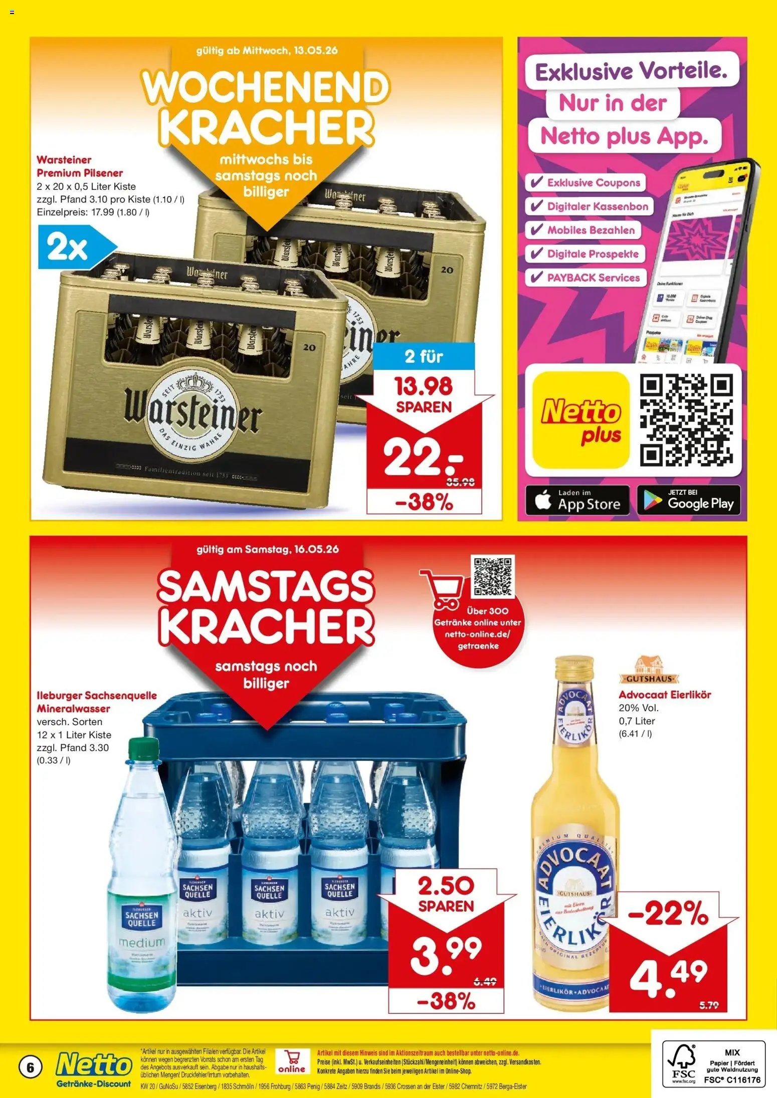 Netto Marken-Discount Prospekt Eisenberg	 – gültig ab 10.05.2026 | Seite: 6 | Produkte: Mineralwasser, Warsteiner