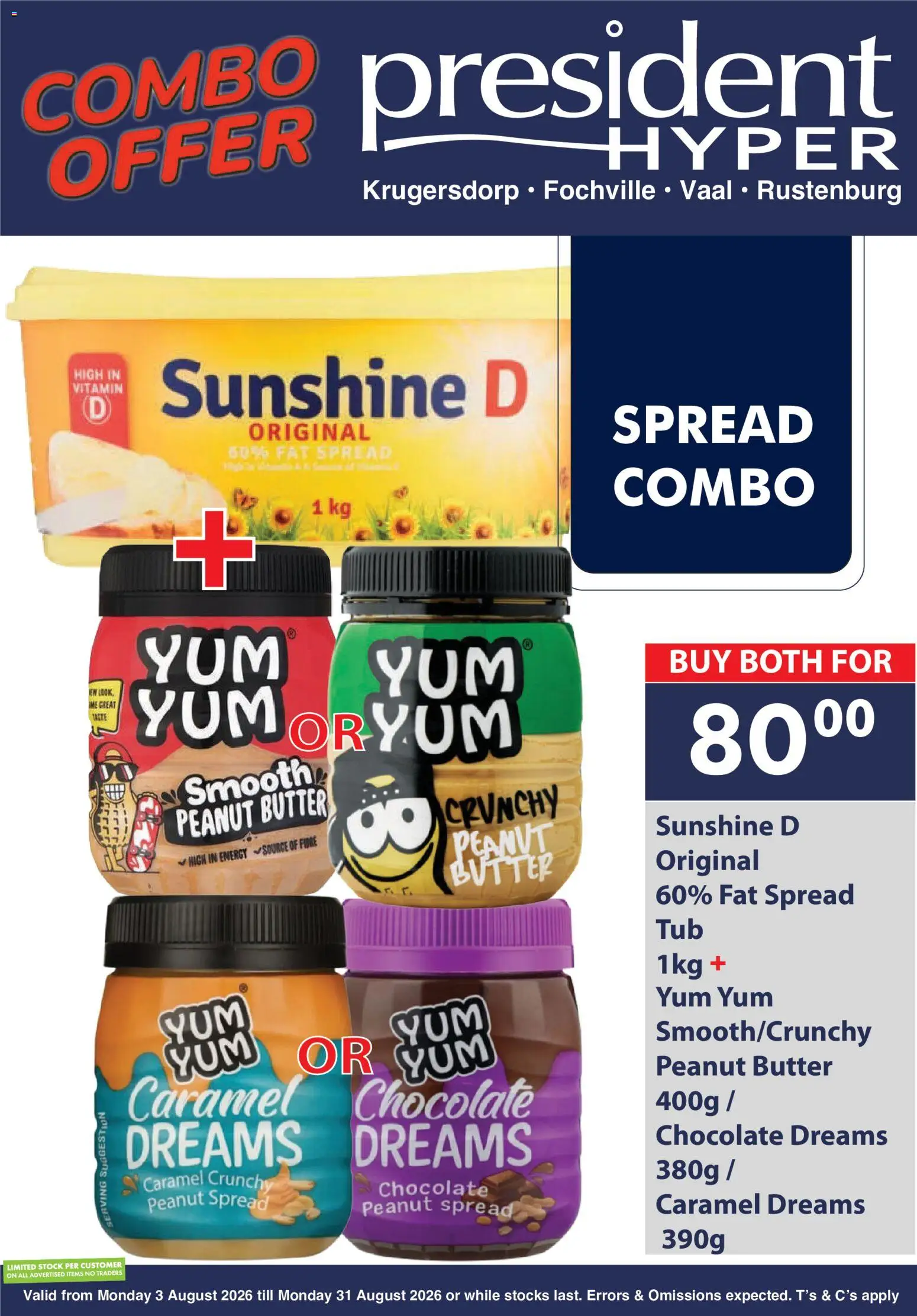 New President Hyper catalogue – valid from 03/08/2026 | Page: 2 | Products: Butter, Chocolate, Peanut butter, Fat spread