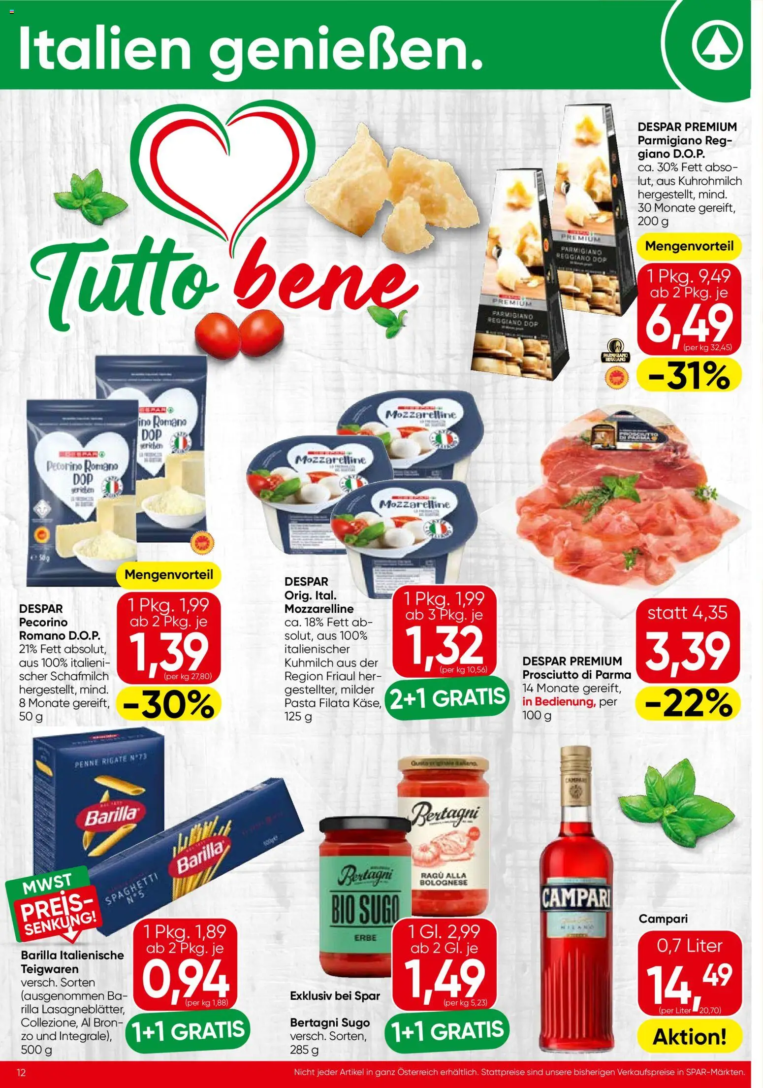 Spar Flugblatt - Niederösterreich gültig ab 09.07.2026 | Seite: 12 | Produkte: Pasta, Nauriit, Hajdina liszt