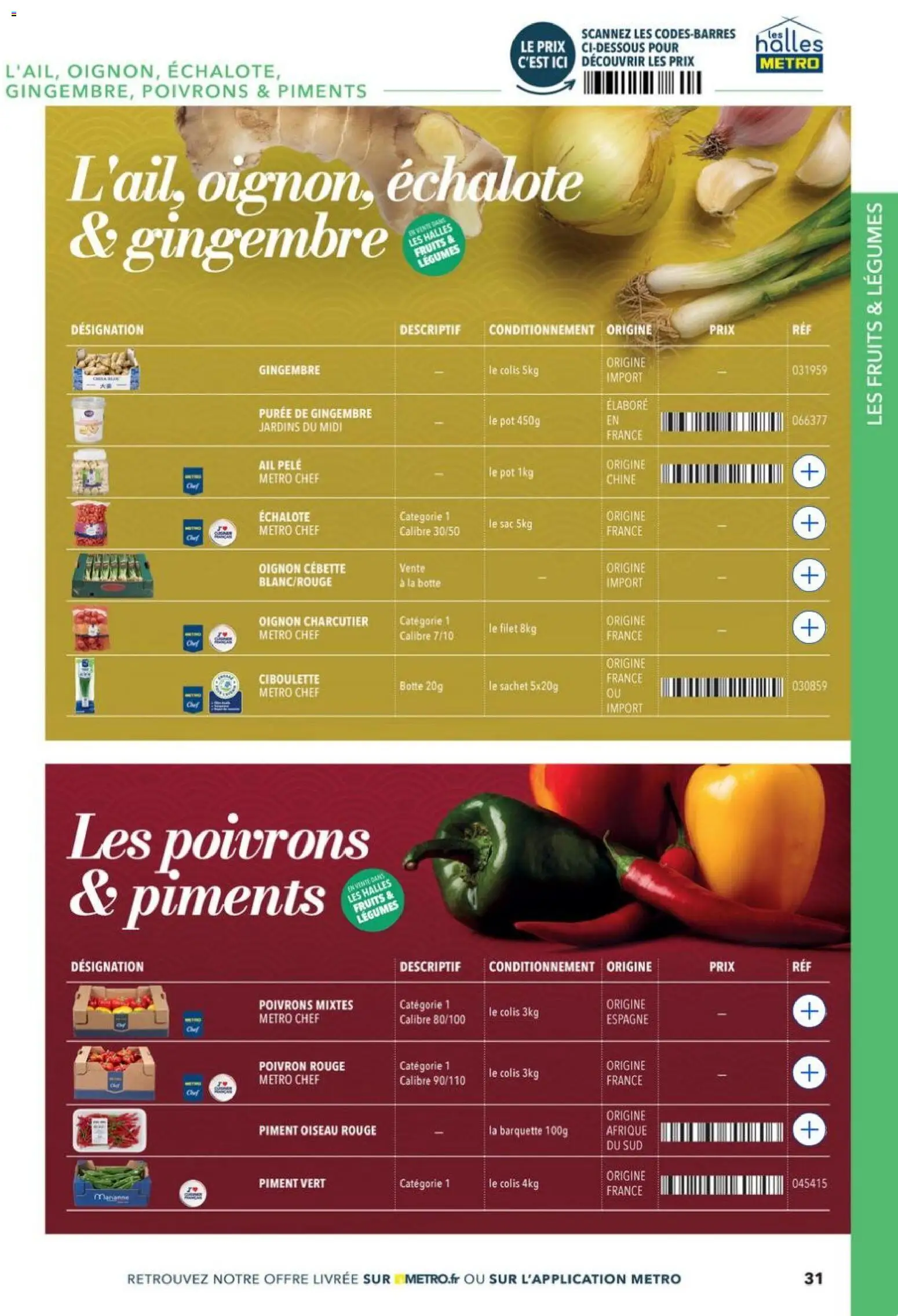{H1} | Page: 31 | Produits: Sac, Échalote, Gingembre, Piment