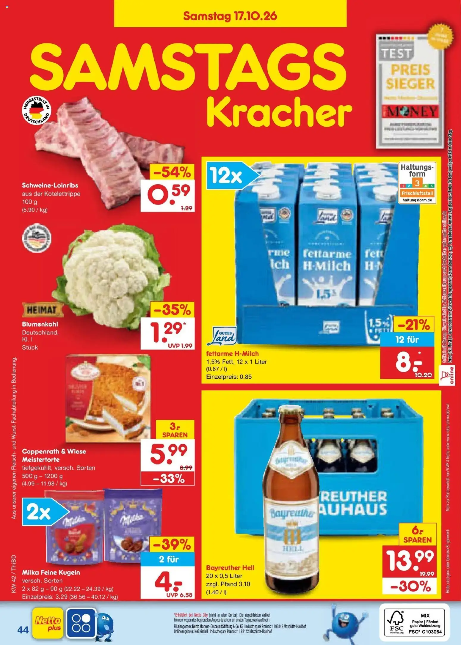 Netto Marken-Discount Prospekt Thiendorf – gültig ab 12.10.2026 | Seite: 60 | Produkte: Bayreuther hell, Milka, Bilder, Fleisch