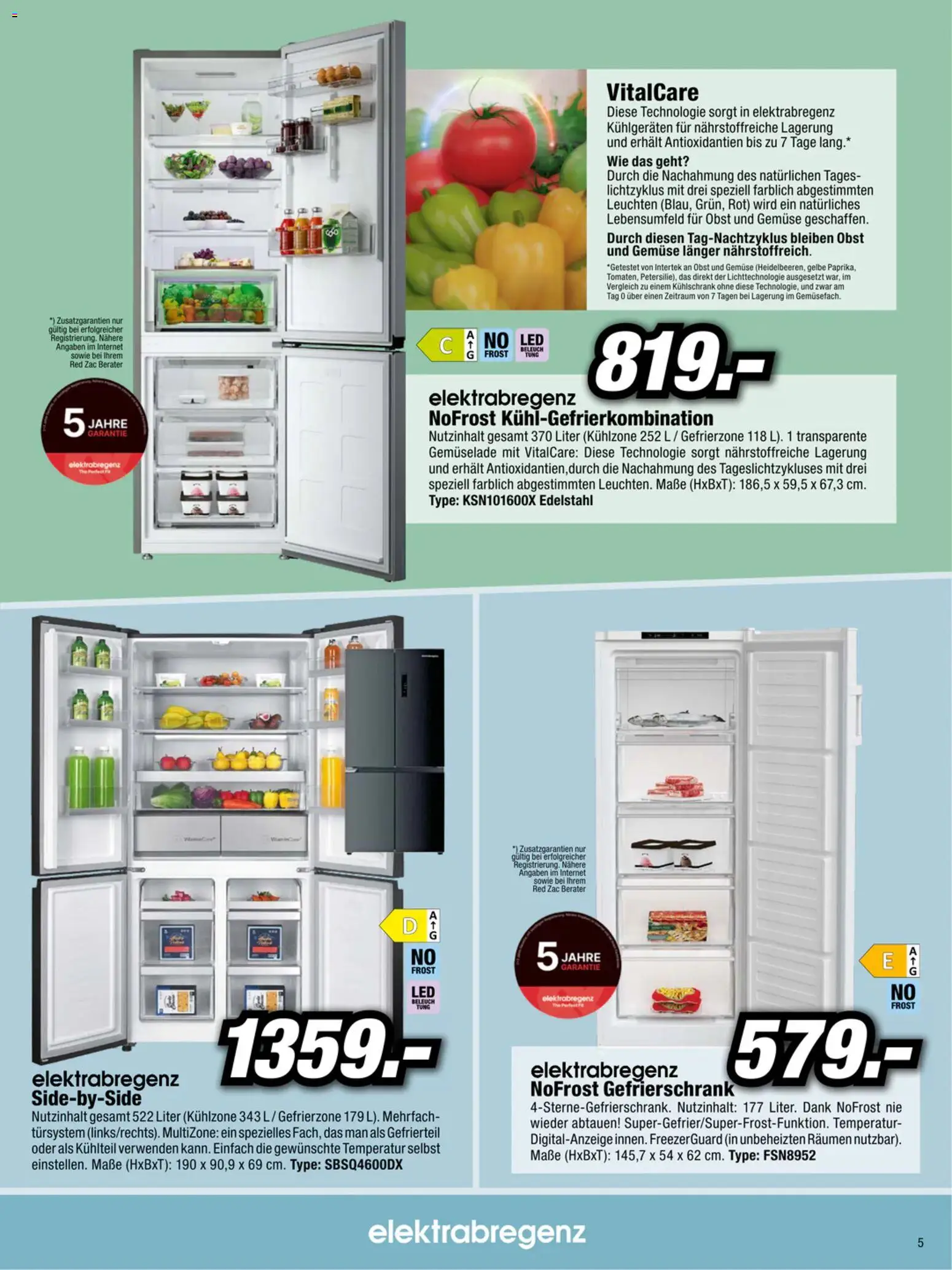 RED ZAC Beko & Elektrabregenz gültig ab 18.03.2026 | Seite: 5 | Produkte: Gemüse, Obst, Kühlschrank, Gefrierschrank