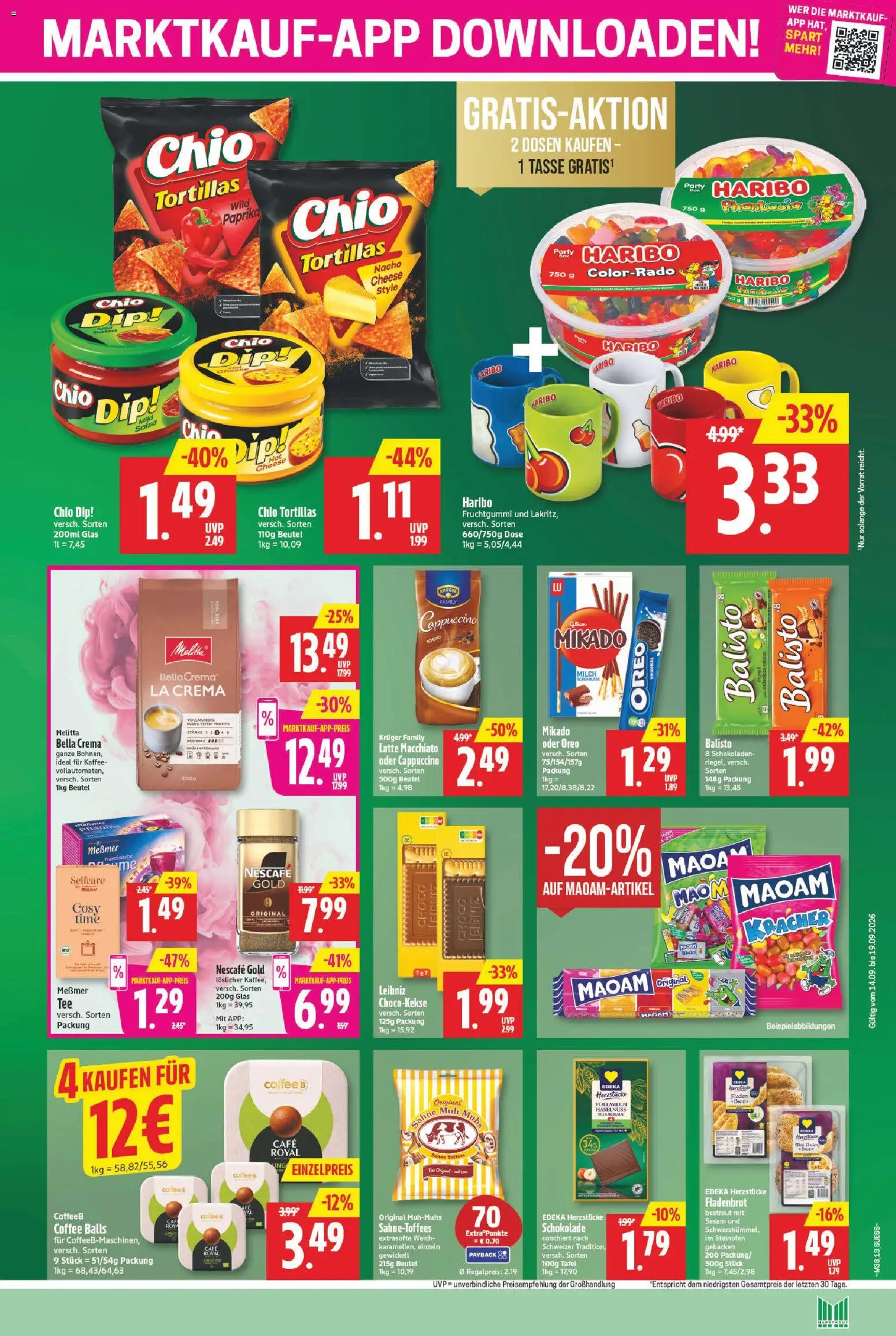Marktkauf Prospekt – gültig ab 14.09.2026 | Seite: 13 | Produkte: Milch, Kaffee, Chio tortillas, Nescafe gold