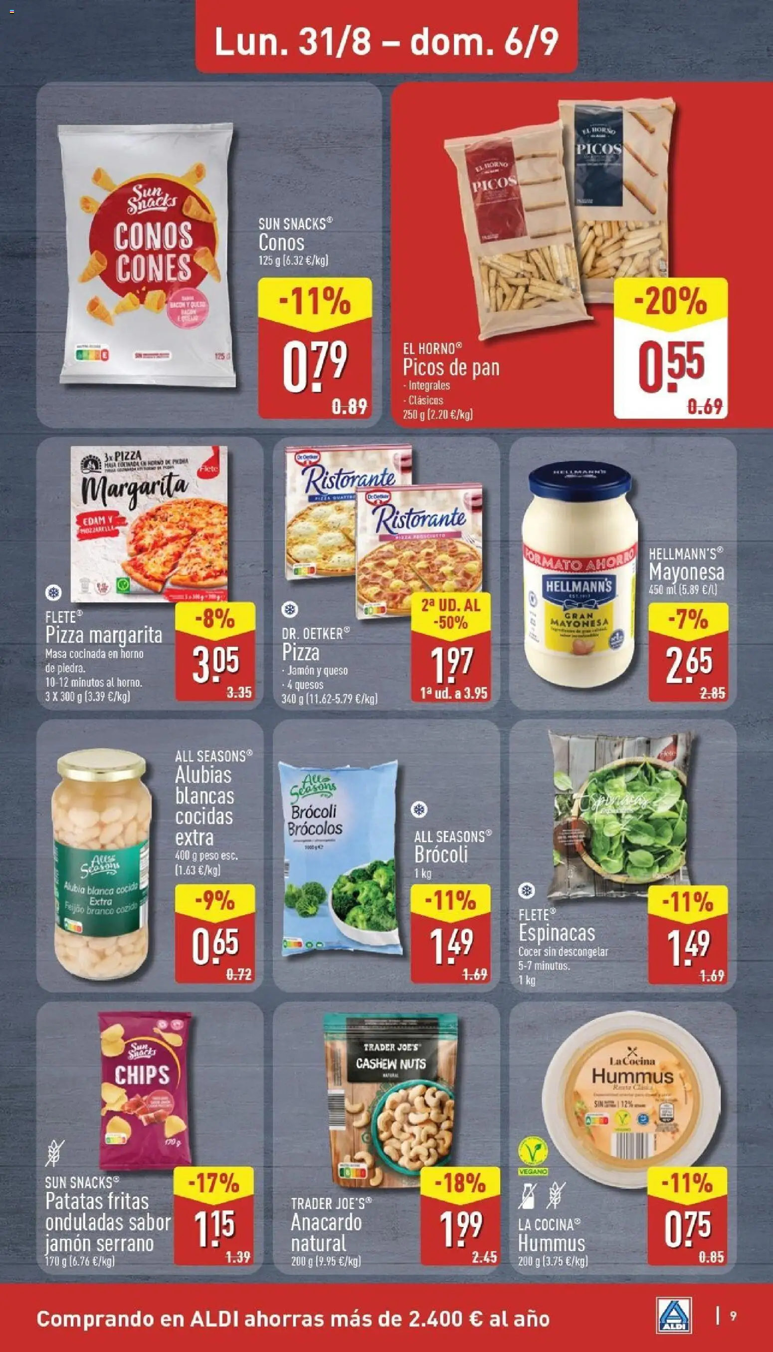 Aldi folleto Canarias │ válido desde el 31/08/2026 | Página: 9 | Productos: Jamón serrano, Masa, Mozzarella, Horno