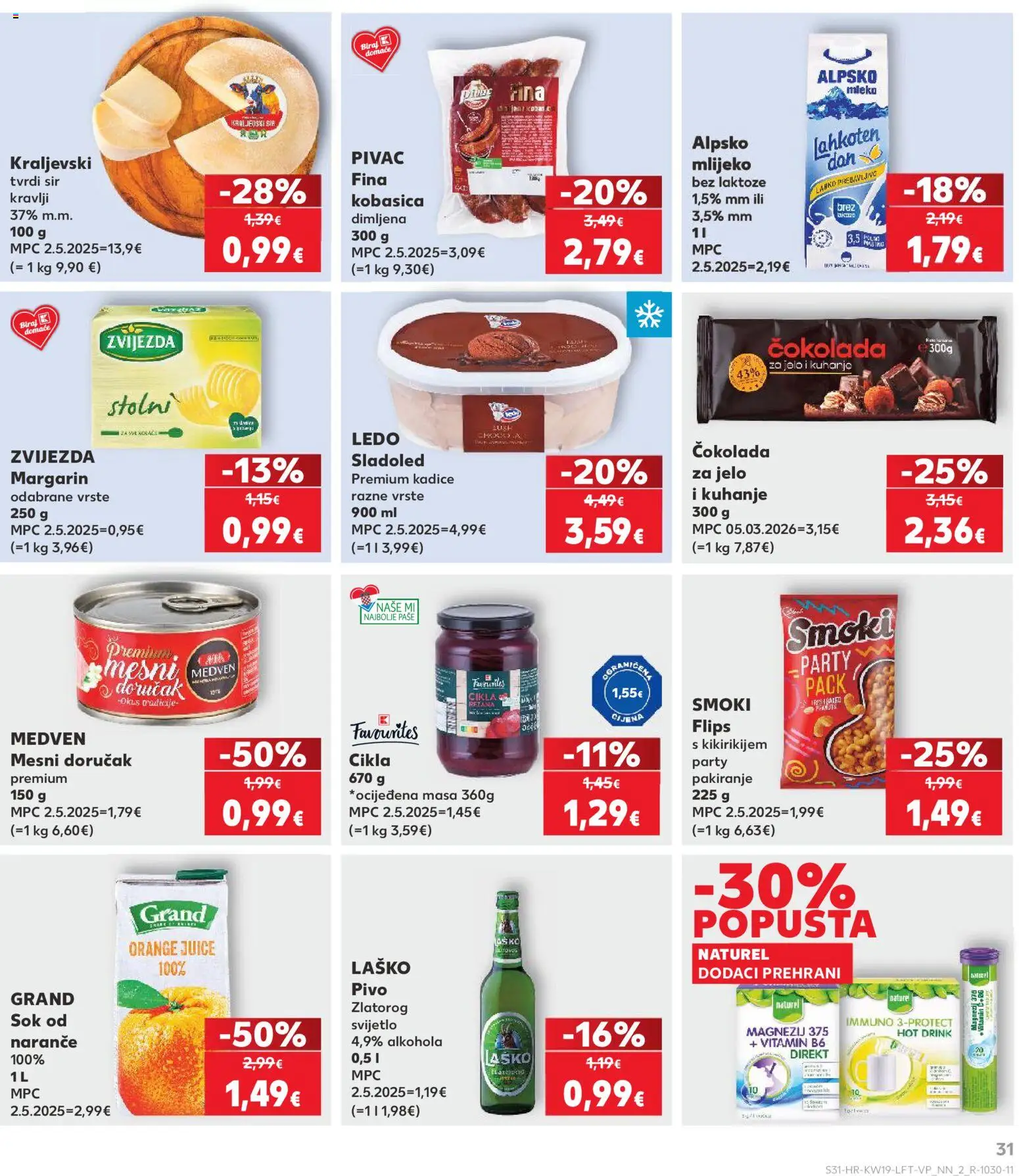 Kaufland katalog | vrijedi od 06.05.2026 | Stranica: 31 | Proizvodi: Mlijeko, Sok, Kobasica, Mlijeko bez laktoze