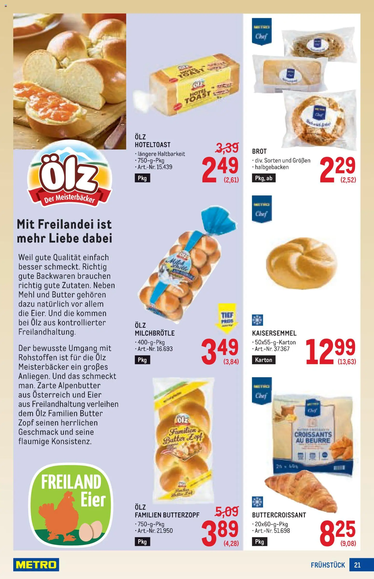 Metro angebote Profi gültig ab 15.10.2026 | Seite: 21 | Produkte: Mehl, Butter, Eier, Brot