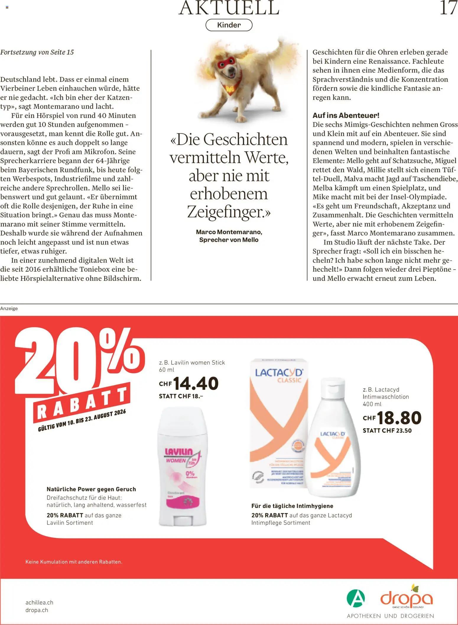 Migros aktionen Magazin – gültig ab 12.08.2026 | Seite: 17 | Produkte: Deodorant, Sehen