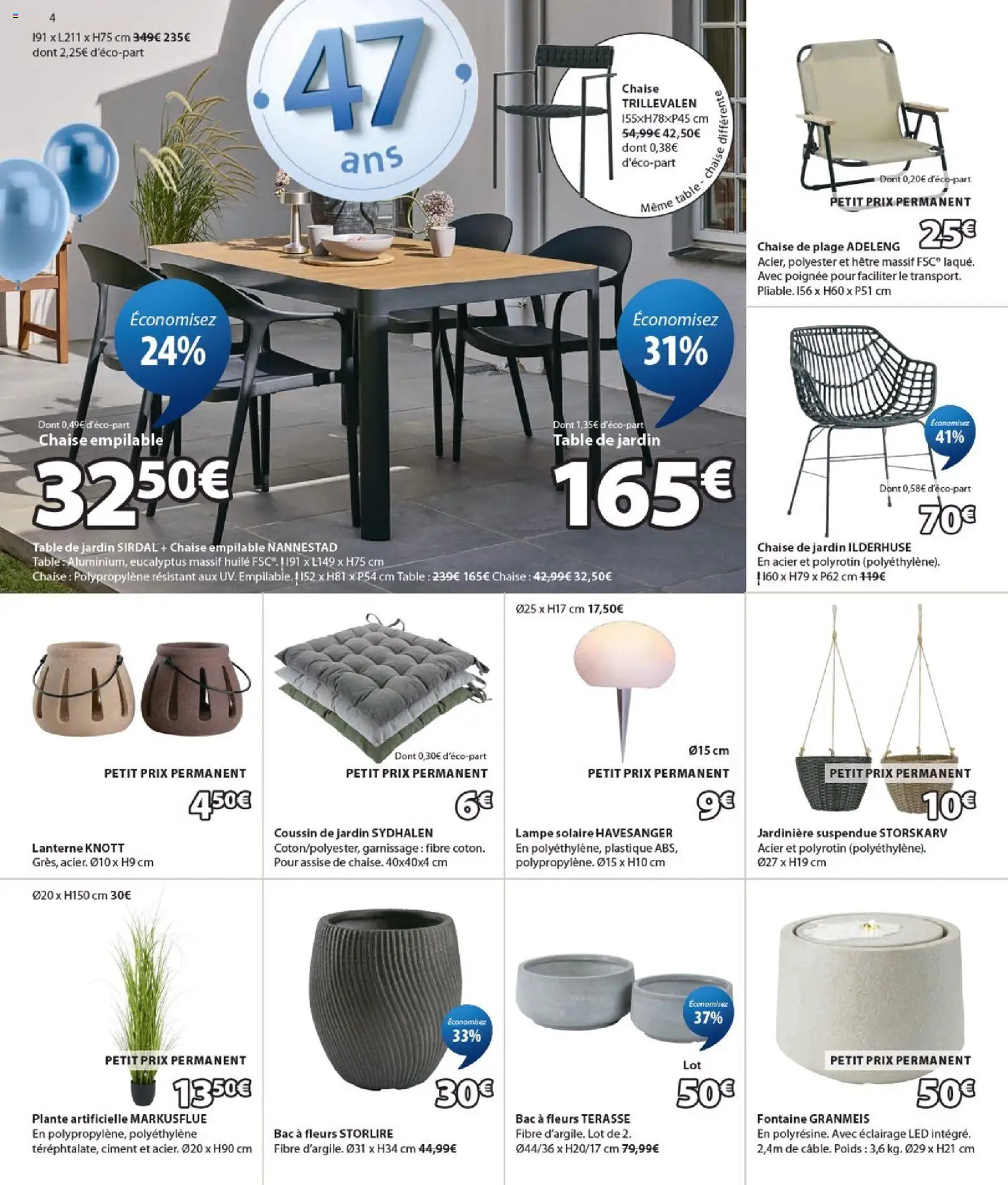 {H1} | Page: 4 | Produits: Poids, Jardinière, Lampe solaire, Huile