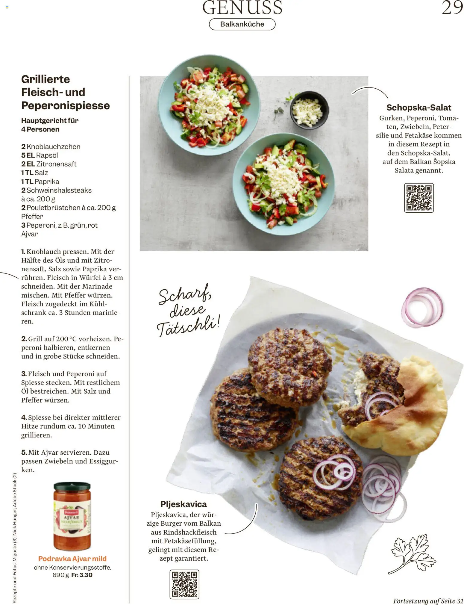 Migros aktionen Magazin – gültig ab 10.06.2026 | Seite: 29 | Produkte: Burger, Spieße, Öl, Knoblauch