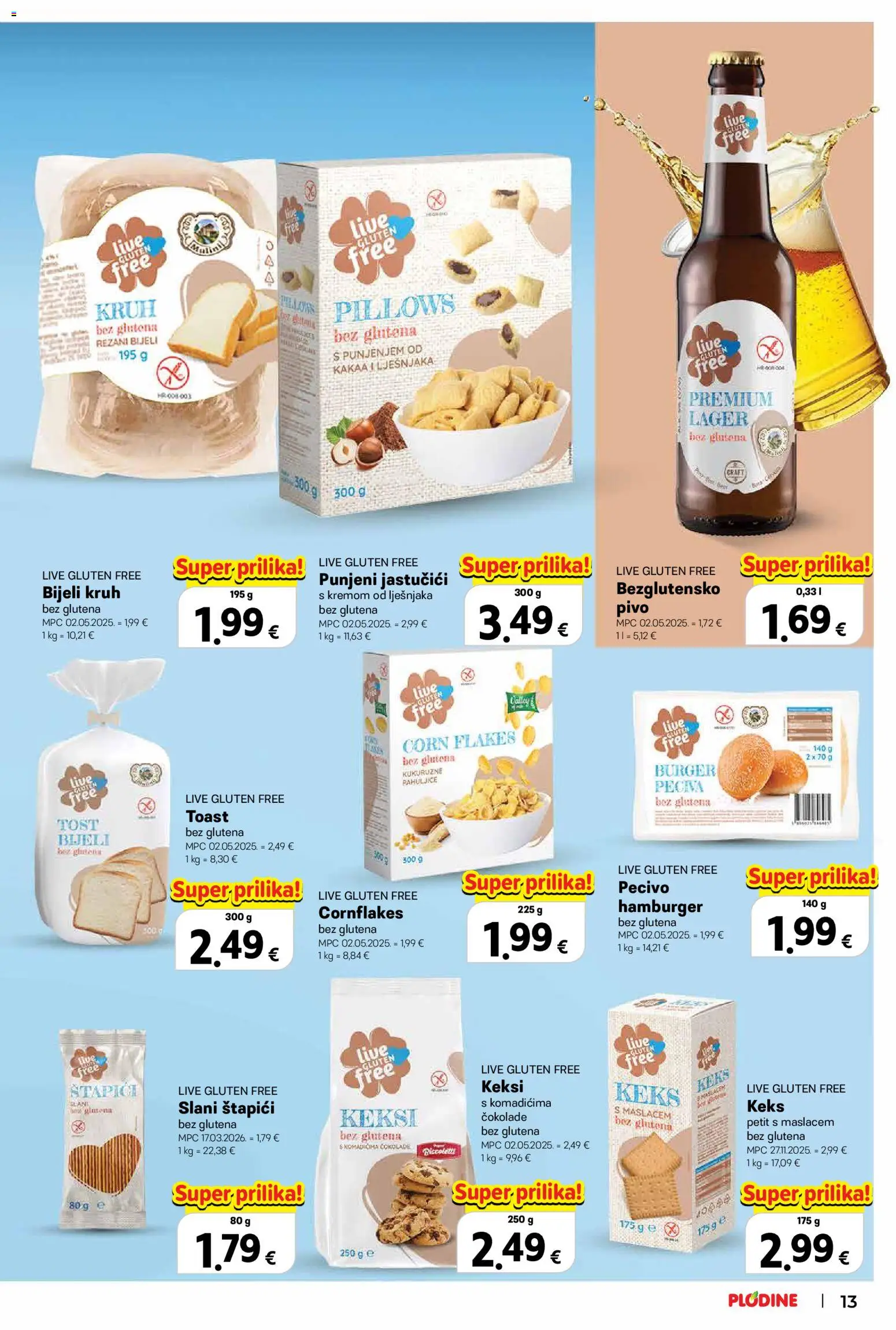 Plodine katalog | vrijedi od 22.10.2026 | Stranica: 13 | Proizvodi: Kruh, Lager, Štapići, Tost
