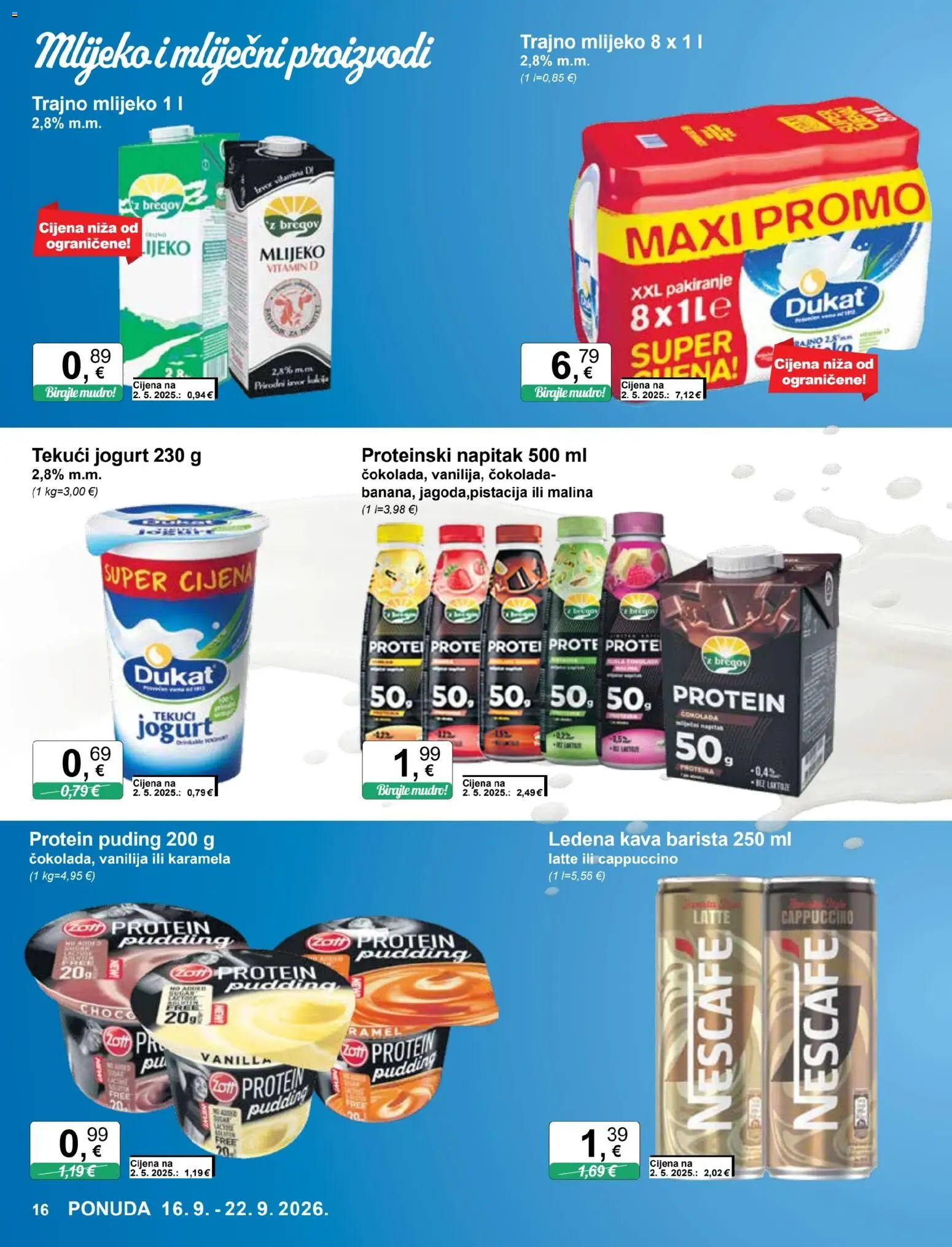 KTC katalog | vrijedi od 16.09.2026 | Stranica: 16 | Proizvodi: Protein, Jogurt, Kava, Trajno mlijeko