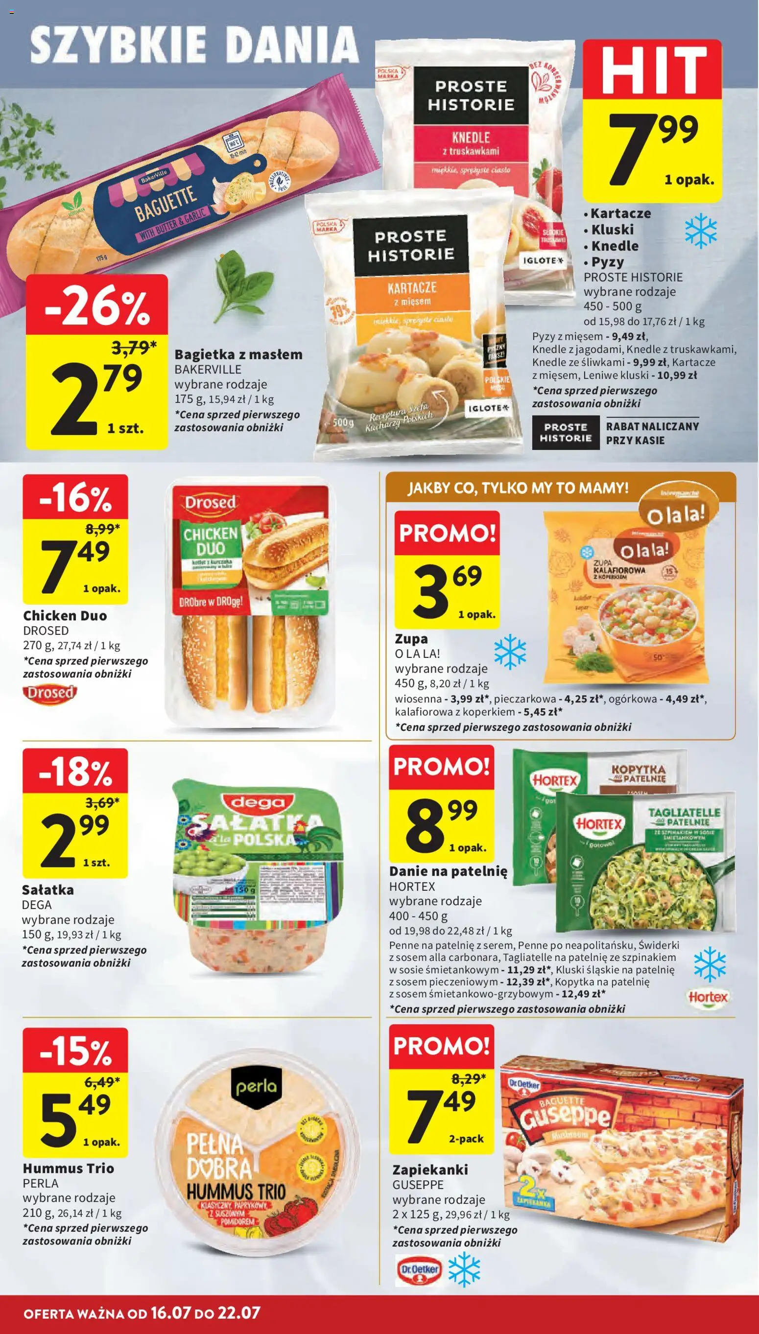 Intermarche gazetka od 16.07.2026 | Strona: 24 | Produkty: Bagietka, Hummus, Kopytka, Sałatka