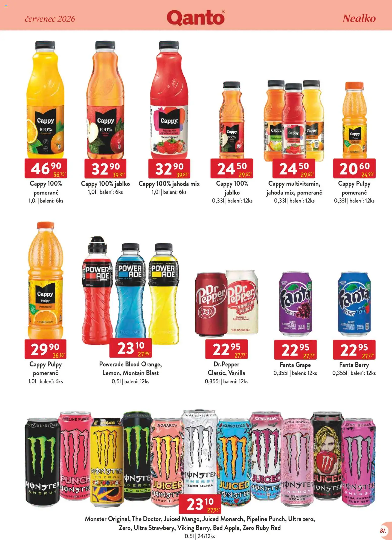 Astur & Qanto leták - Velkoobchod 07/2026 od 01.07.2026 | Strana: 81 | Produkty: Mango, Monster, Fanta, Monster Energy