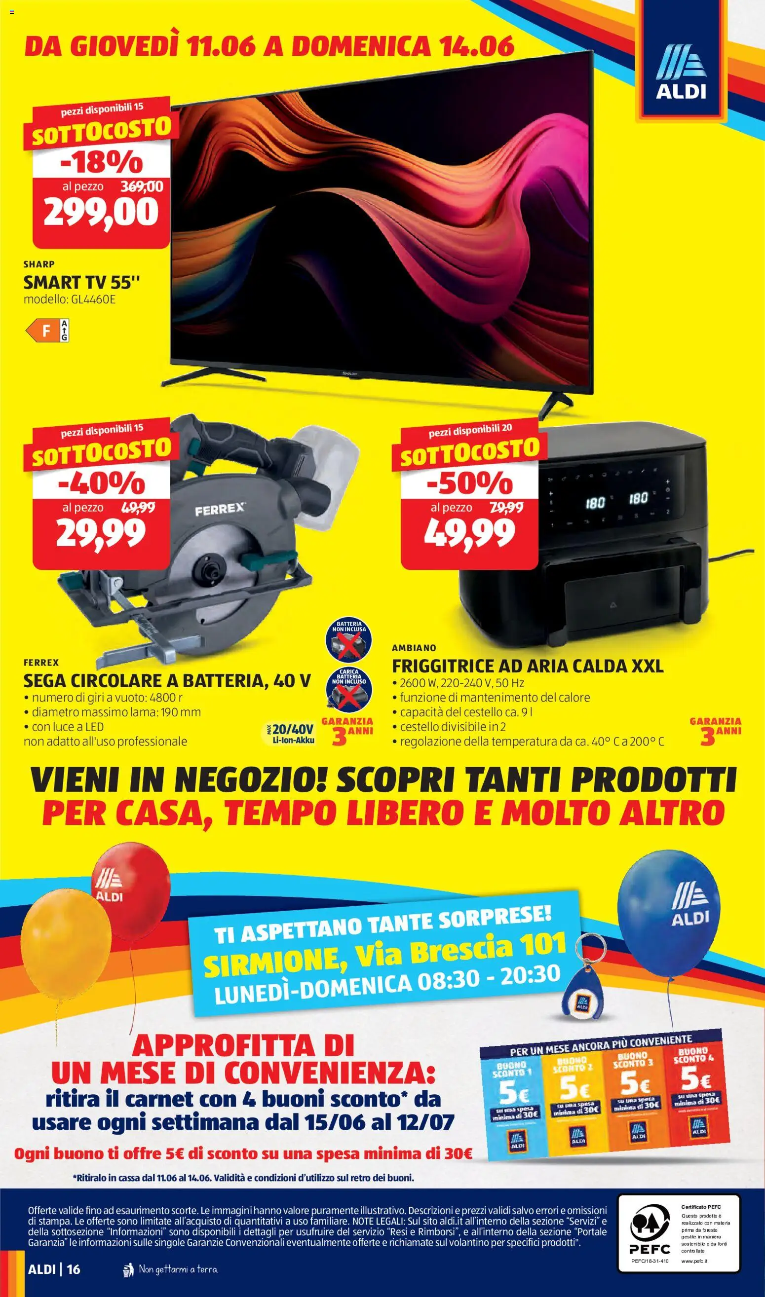 Volantino Aldi del 11.06.2026 | Pagina: 16 | Prodotti: TV, Sega, Friggitrice, Batteria