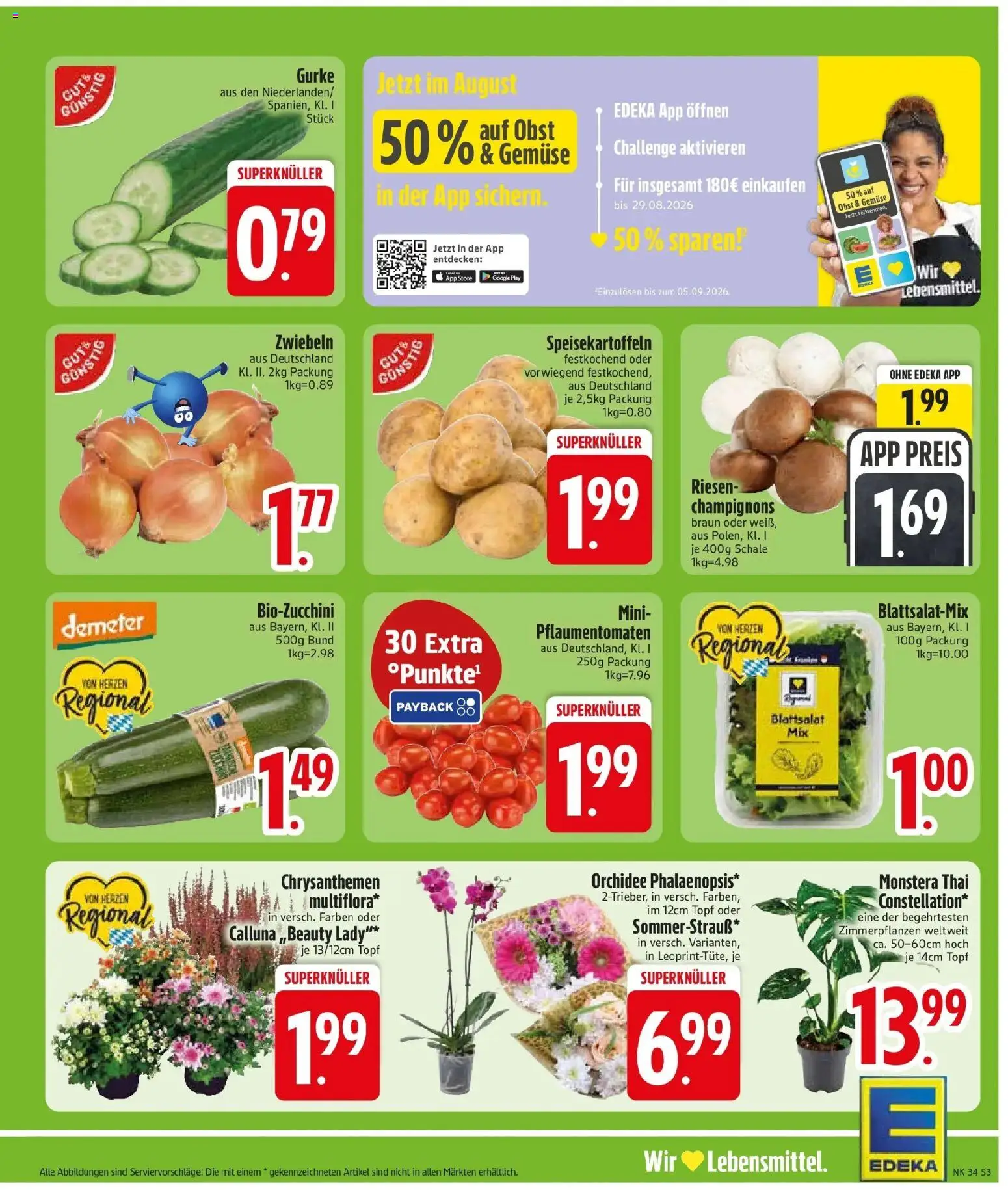 Edeka Prospekt Neuburg Am Inn – gültig ab 17.08.2026 | Seite: 5 | Produkte: Orchidee, Champignons, Zwiebeln, Gemüse