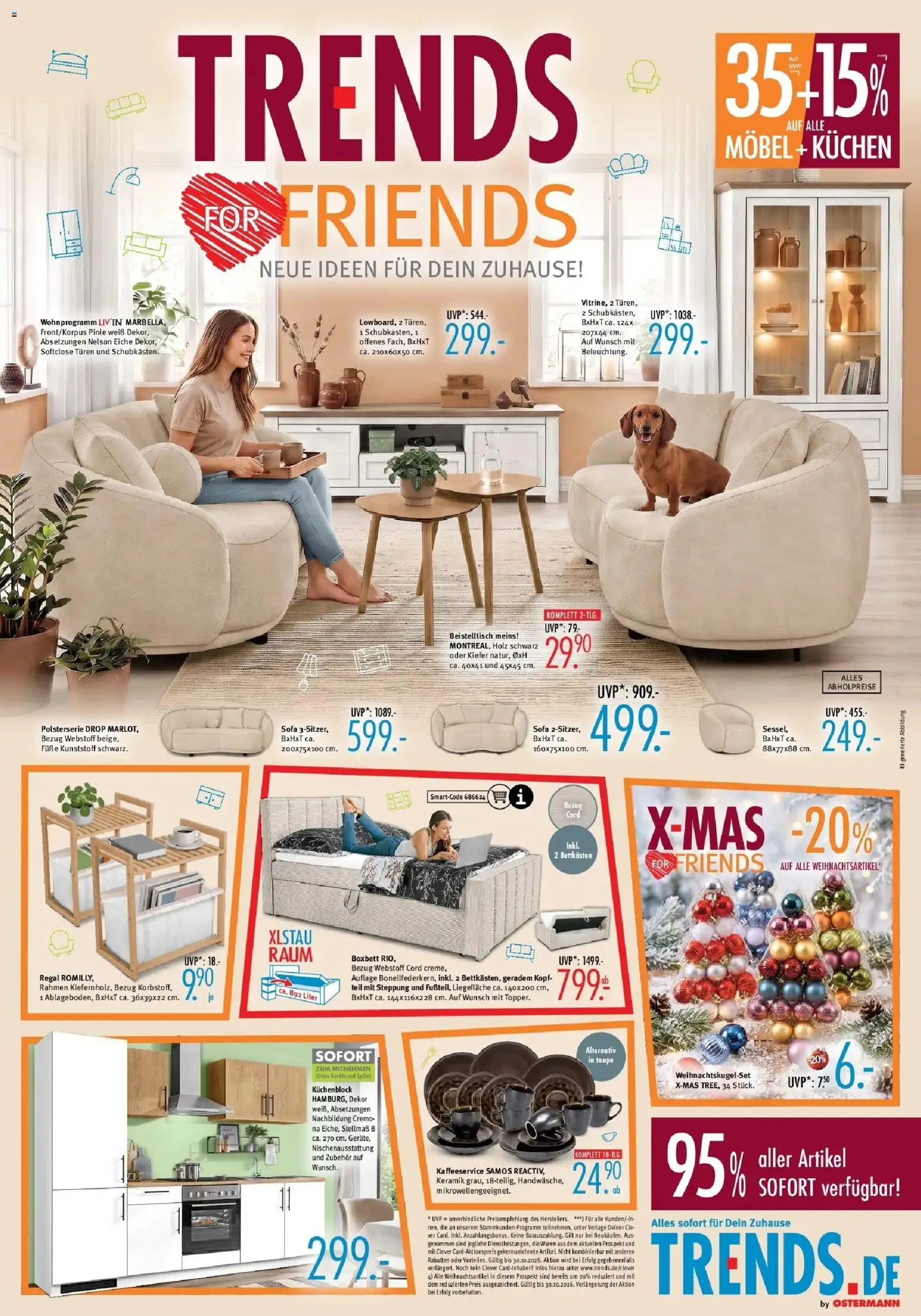 Trends - Ostermann Trends: Neue Möbel wirken Wunder. (ab 24.10.2026) zum Blättern | Seite: 1 | Produkte: Beistelltisch, Sofa, Regal, Kuchen