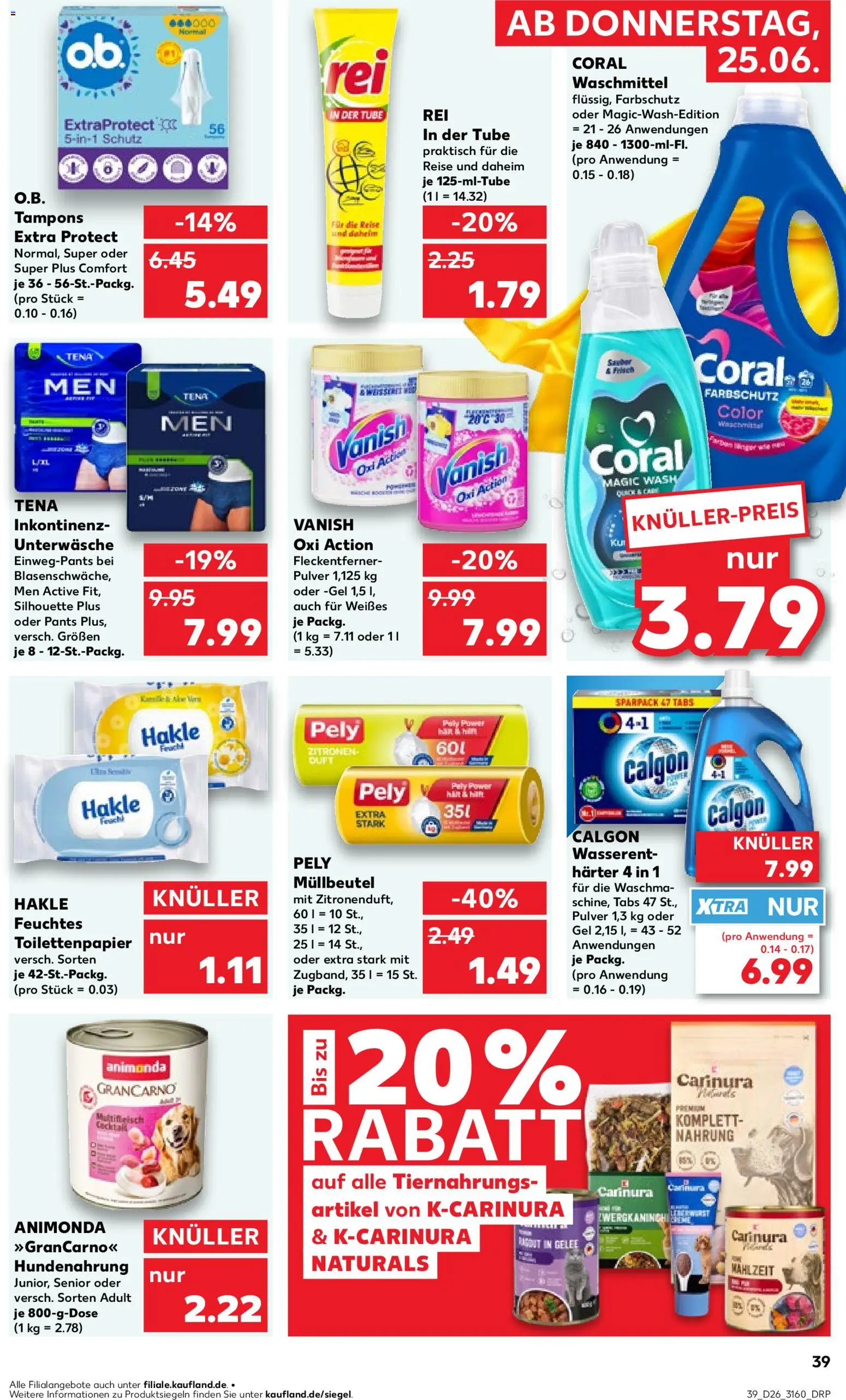 Kaufland Prospekt Jena – gültig ab 25.06.2026 | Seite: 39 | Produkte: Waschmittel, Unterwäsche, Zitronen, Toilettenpapier