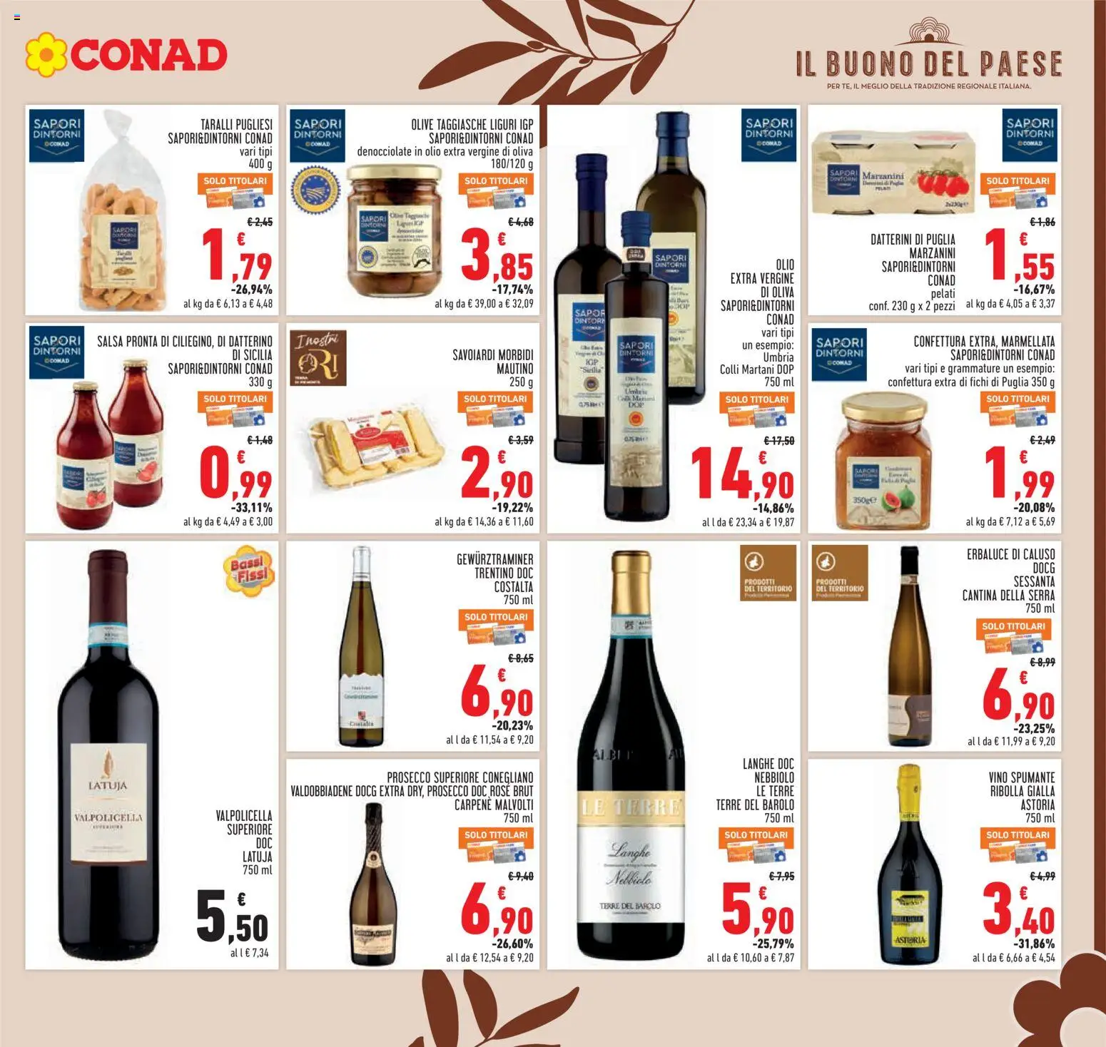 Volantino Conad del 02/07/2026 | Pagina: 17 | Prodotti: Salsa, Olive, Vino, Taralli