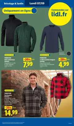 LIDL - Prévisualisation de PARKSIDE, Pull camionneur, homme, Disponible du S au XXL., Ex. 100 % polyester., L'unité au choix. valide à partir de 03/09/2026 | Page: 49 | Produits: Bricolage, T-shirt manches longues homme, T-shirt, Pull