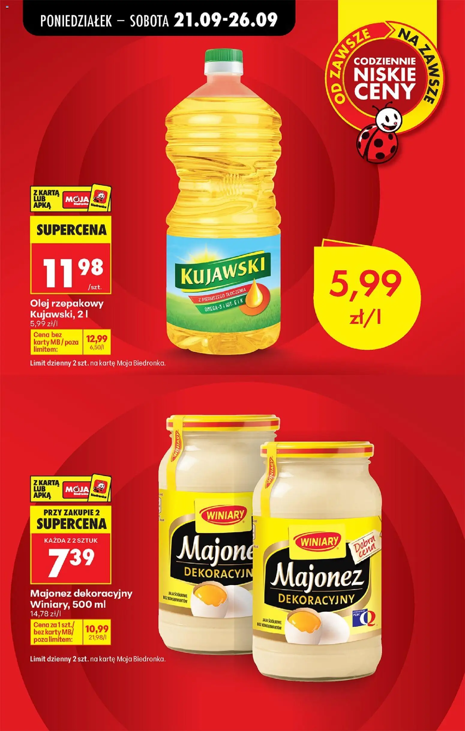 Biedronka gazetka od poniedziałku od 21.09.2026 | Strona: 10 | Produkty: Karta, Olej rzepakowy, Olej, Jaja