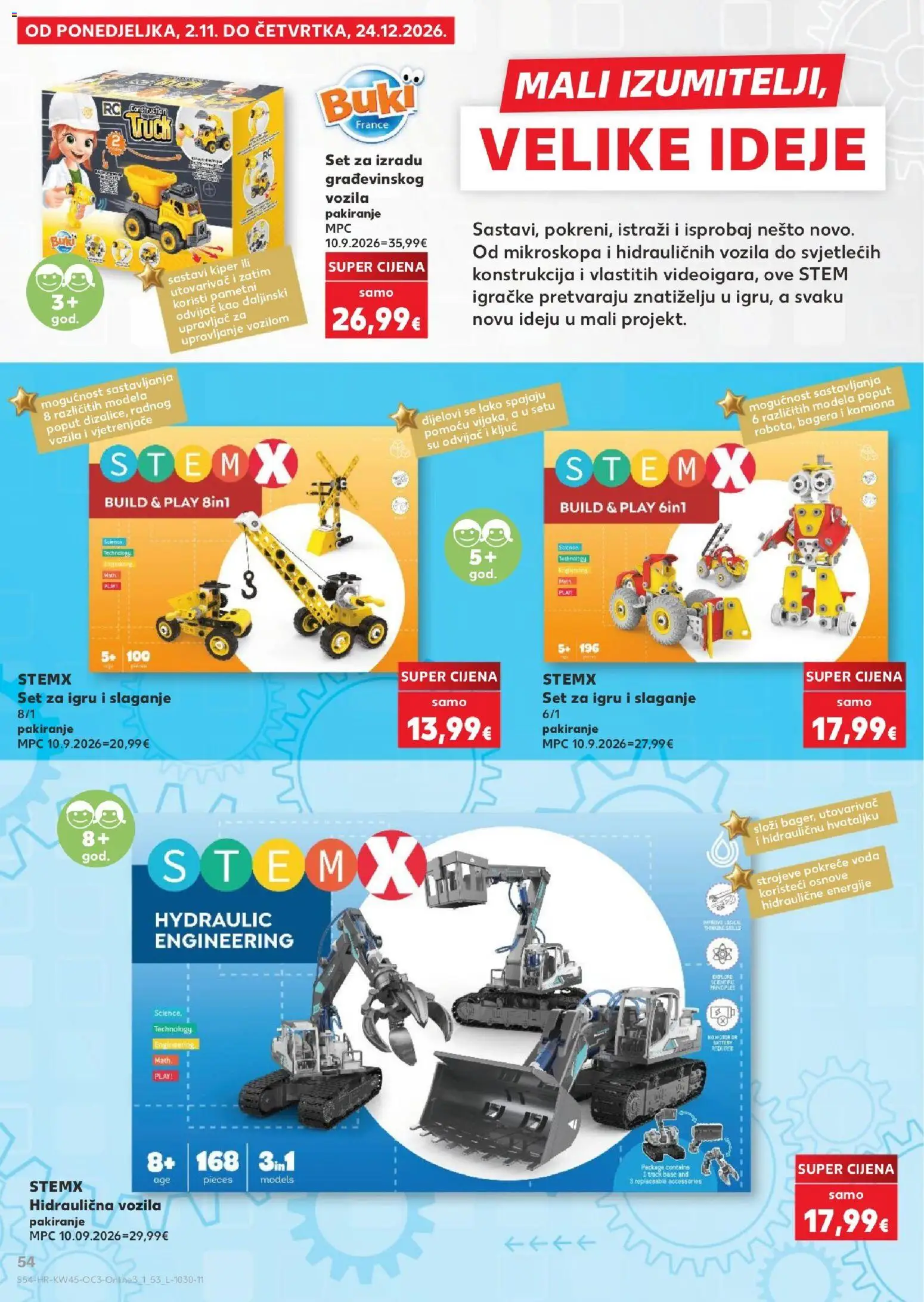 Kaufland katalog | vrijedi od 02.11.2026 | Stranica: 54 | Proizvodi: Voda, Odvijač, Igračke