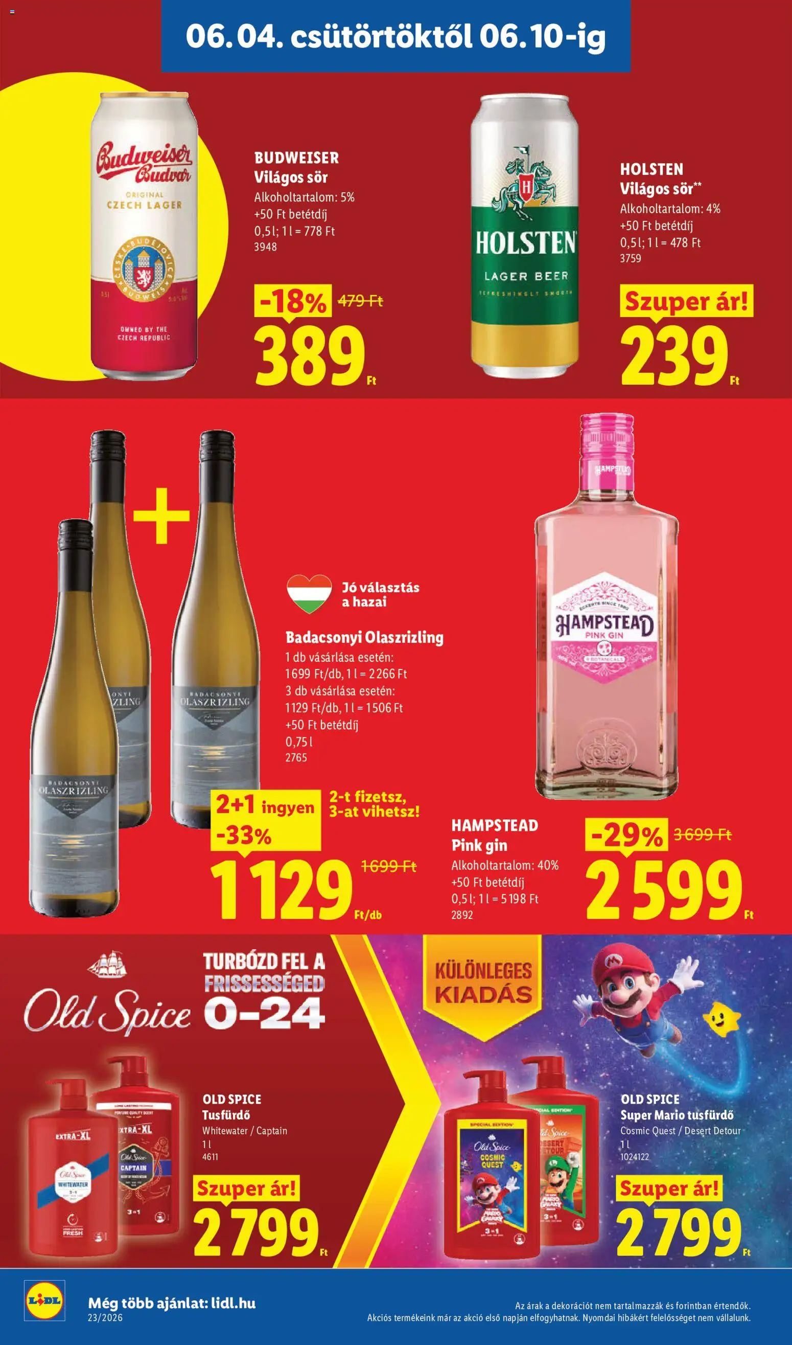 Lidl akciós ujság - amely érvényes a következő dátumtól: 04.06.2026 | Oldal: 16 | Termékek: Old spice, Sör, Tusfürdő, Gin