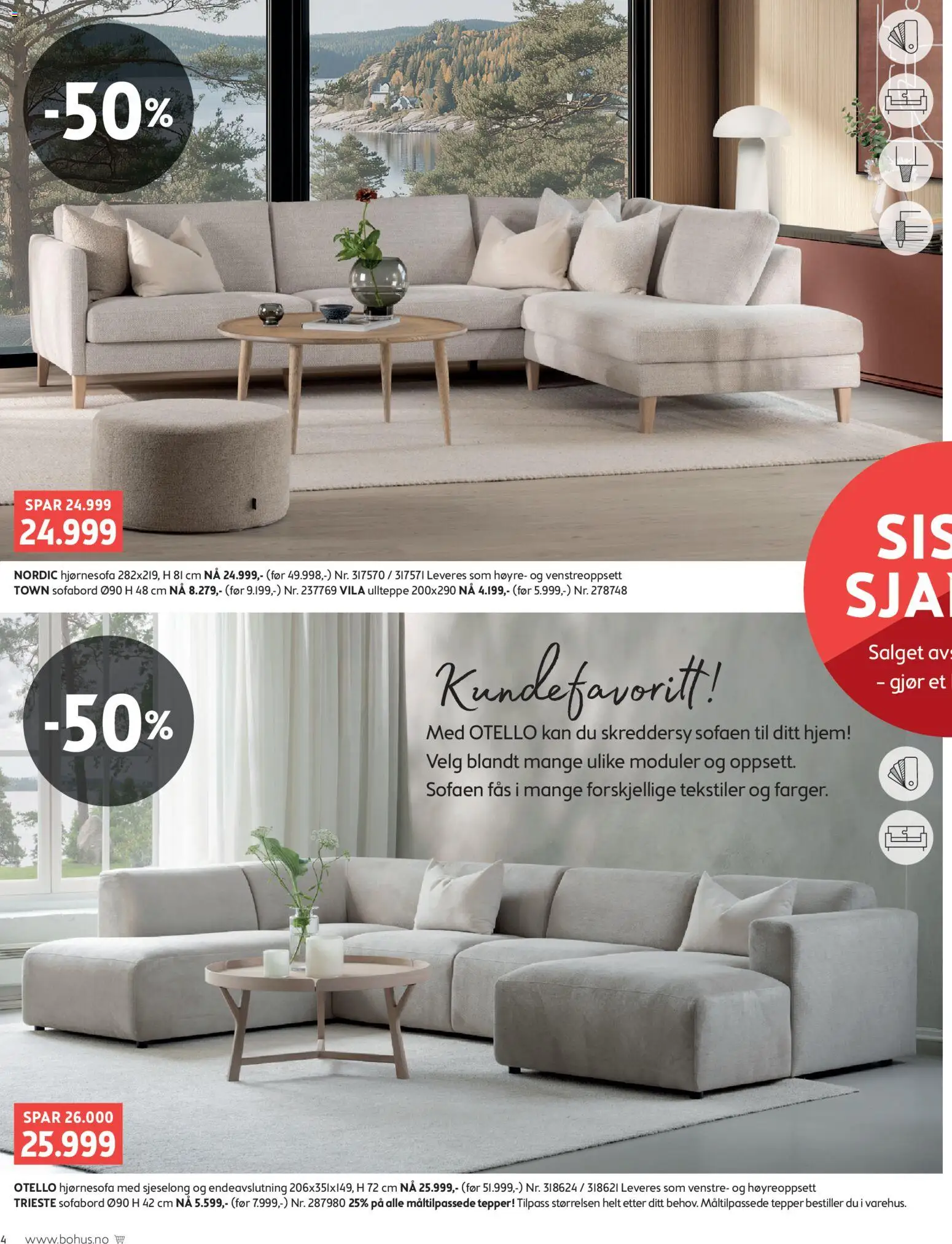 {H1} | Side: 4 | Produkter: Tepper, Hjørnesofa, Sjeselong