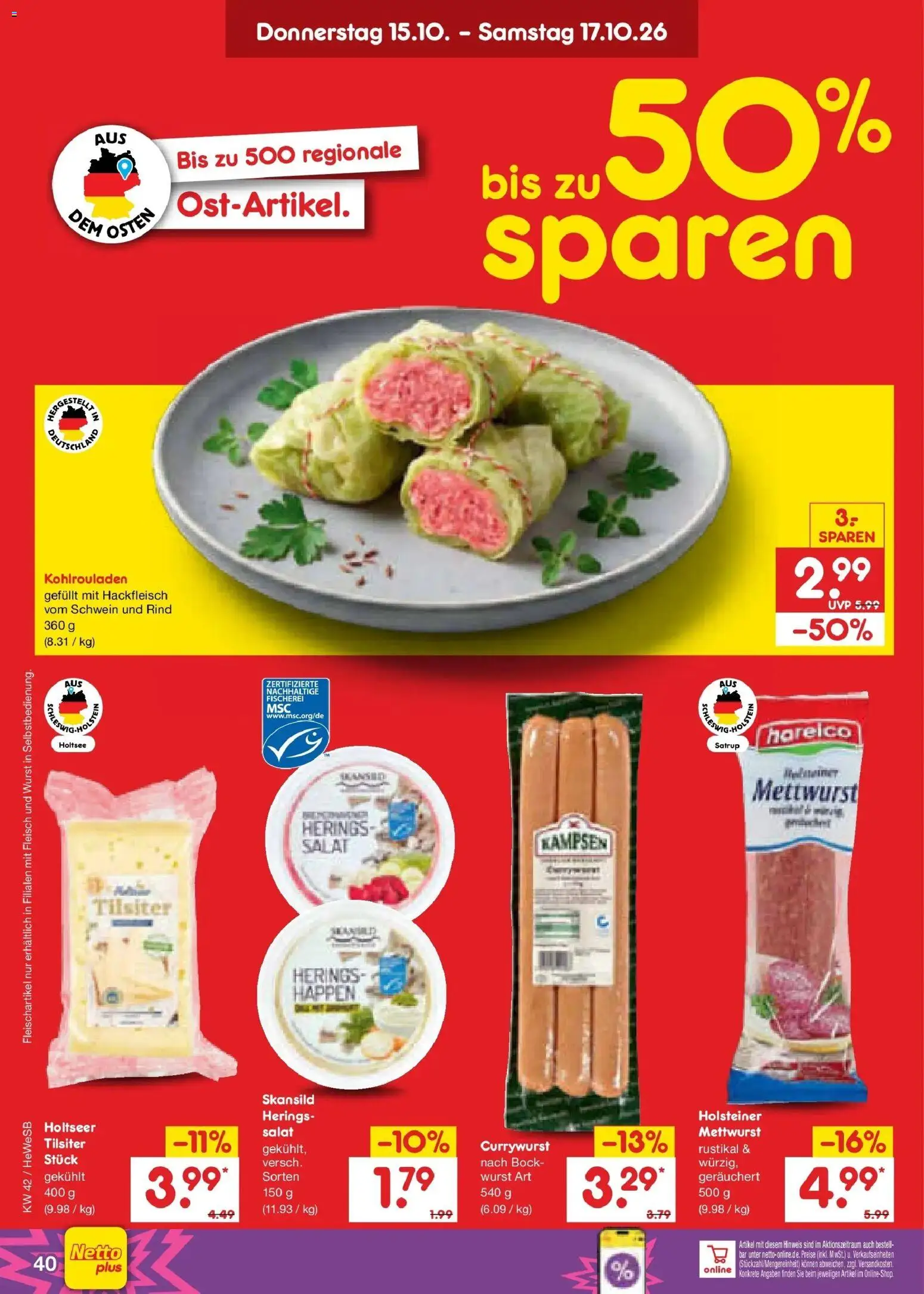 Netto Marken-Discount Prospekt Hamburg (ab 12.10.2026) » Angebote | Seite: 56 | Produkte: Wurst, Fleisch, Salat, Hackfleisch