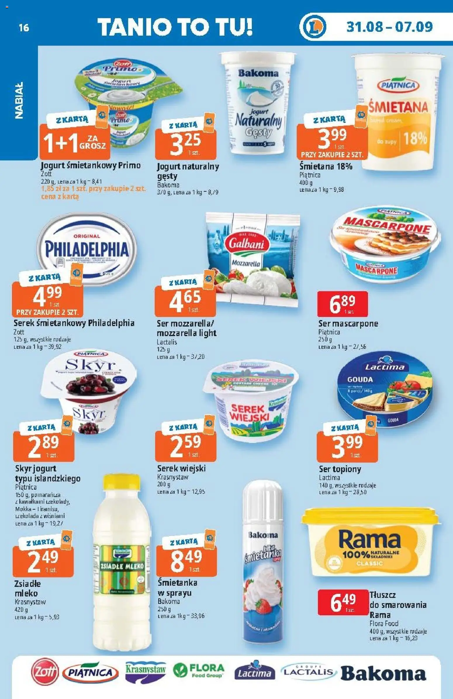 E.Leclerc gazetka od 31.08.2026 | Strona: 16 | Produkty: Jogurt naturalny, Mleko, Jogurt, Ser mascarpone