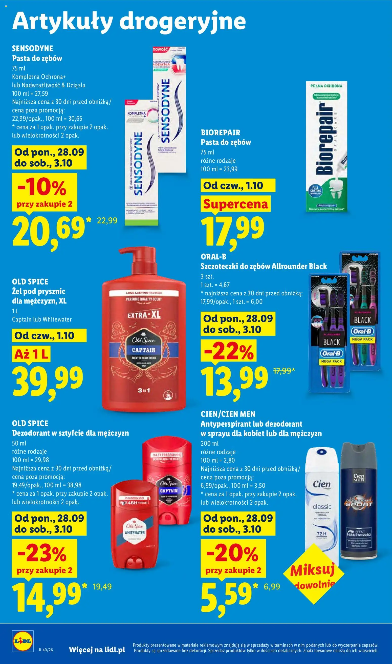Lidl Polsko leták od 01.10.2026 | Strana: 96 | Produkty: Cien, Biorepair, Old Spice, Biorepair Pasta